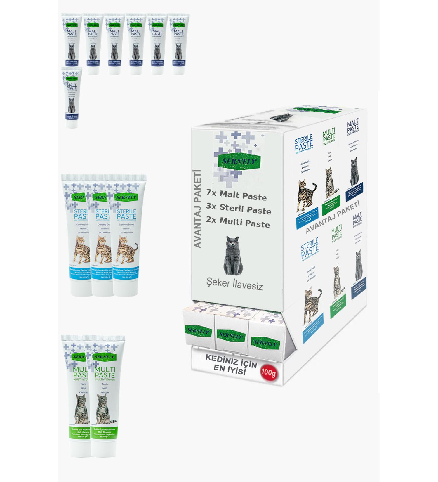 Sernely Cat Malt Advantageous Package (Malt Paste 7x100gr Sterile Paste 3x100gr Multi Paste 2x100gr)-1467