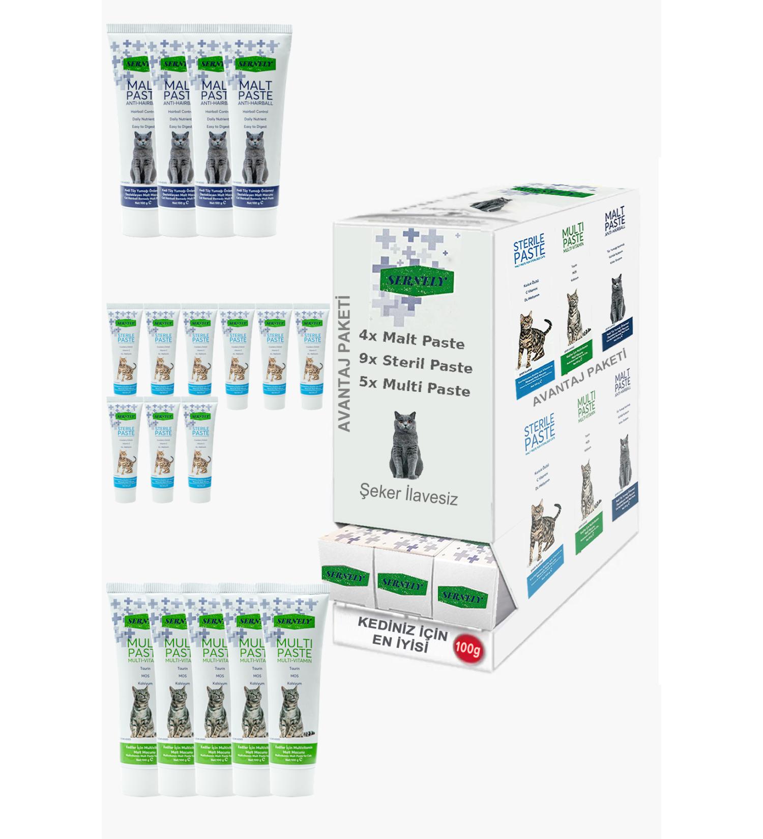Sernely Cat Malt Advantageous Package (Sterile Paste 9x100gr Multi Paste 5x100gr Malt Paste 4x100gr)-1062