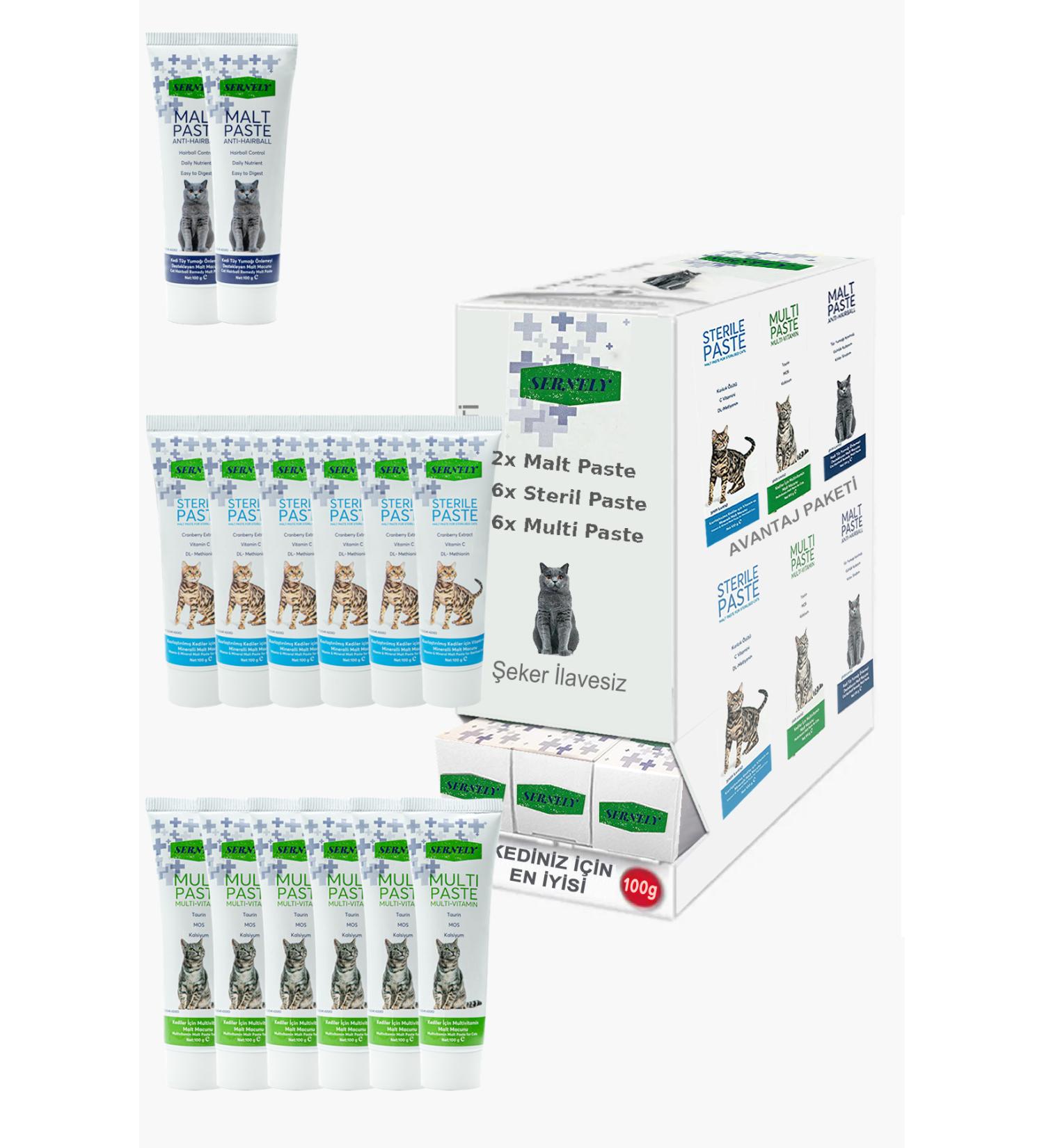 Sernely Cat Vitamin Advantage Package (Sterile Paste 6x100gr Multi Paste 6x100gr Malt Paste 2x100gr)-1558