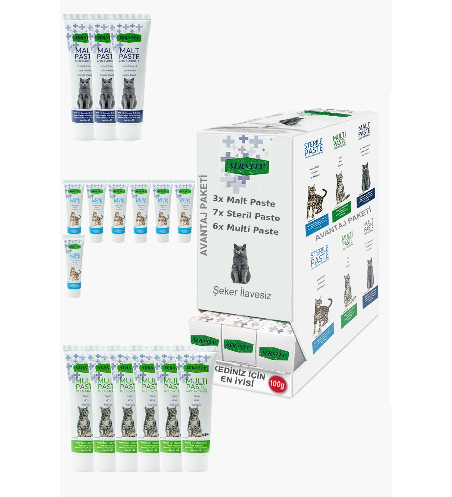 Sernely Cat Malt Advantageous Package (Sterile Paste 7x100gr Multi Paste 6x100gr Malt Paste 3x100gr)-1426
