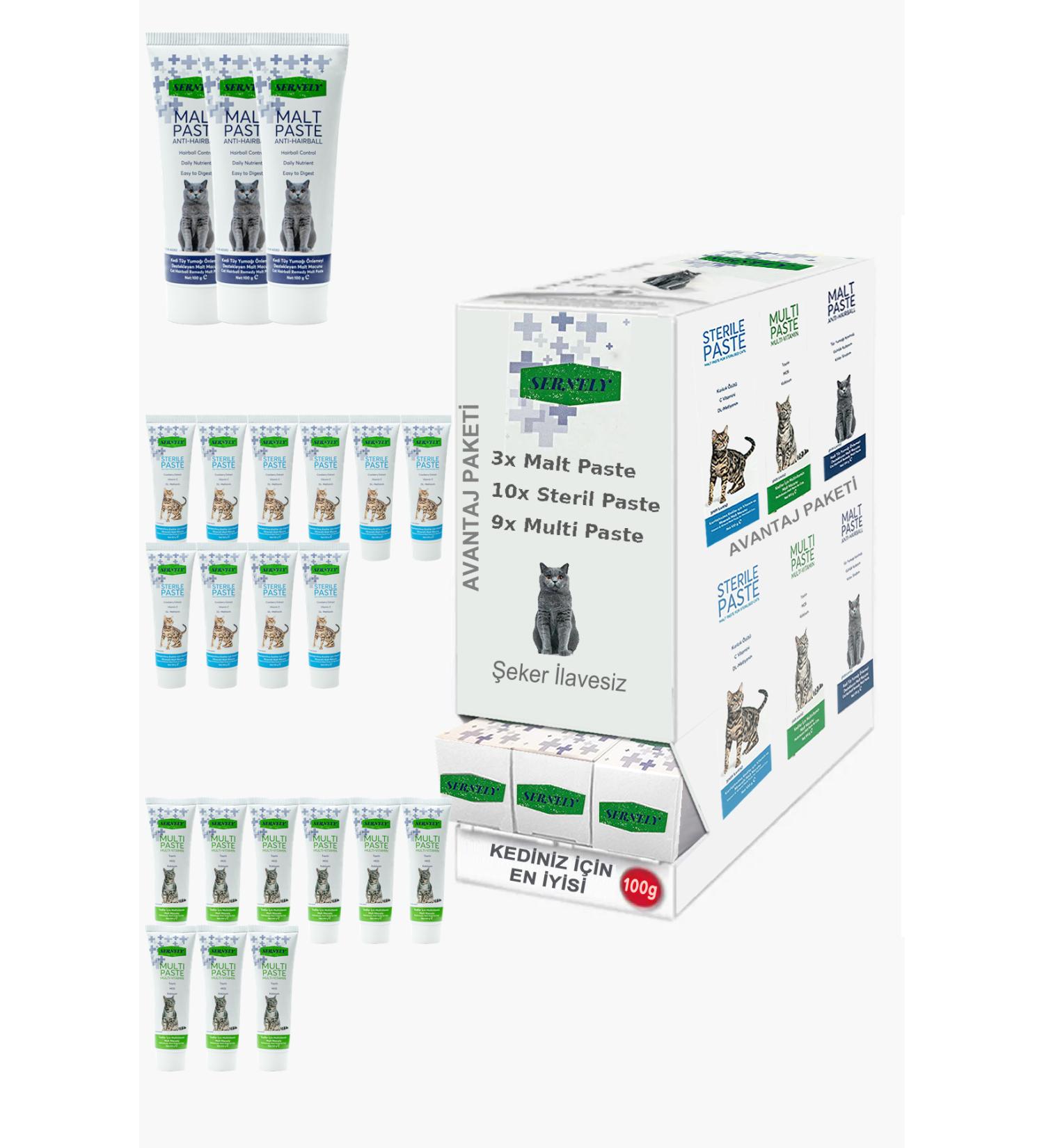 Sernely Cat Malt Advantageous Package (Sterile Paste 10x100gr Multi Paste 9x100gr Malt Paste 3x100gr)-862