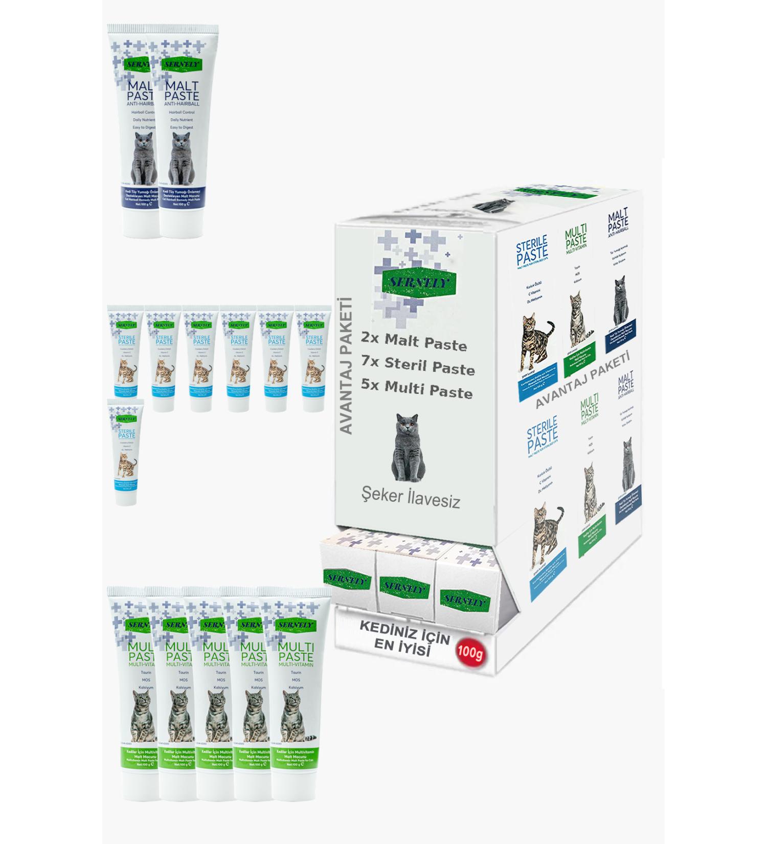 Sernely Cat Malt Advantageous Package (Sterile Paste 7x100gr Multi Paste 5x100gr Malt Paste 2x100gr)-1450