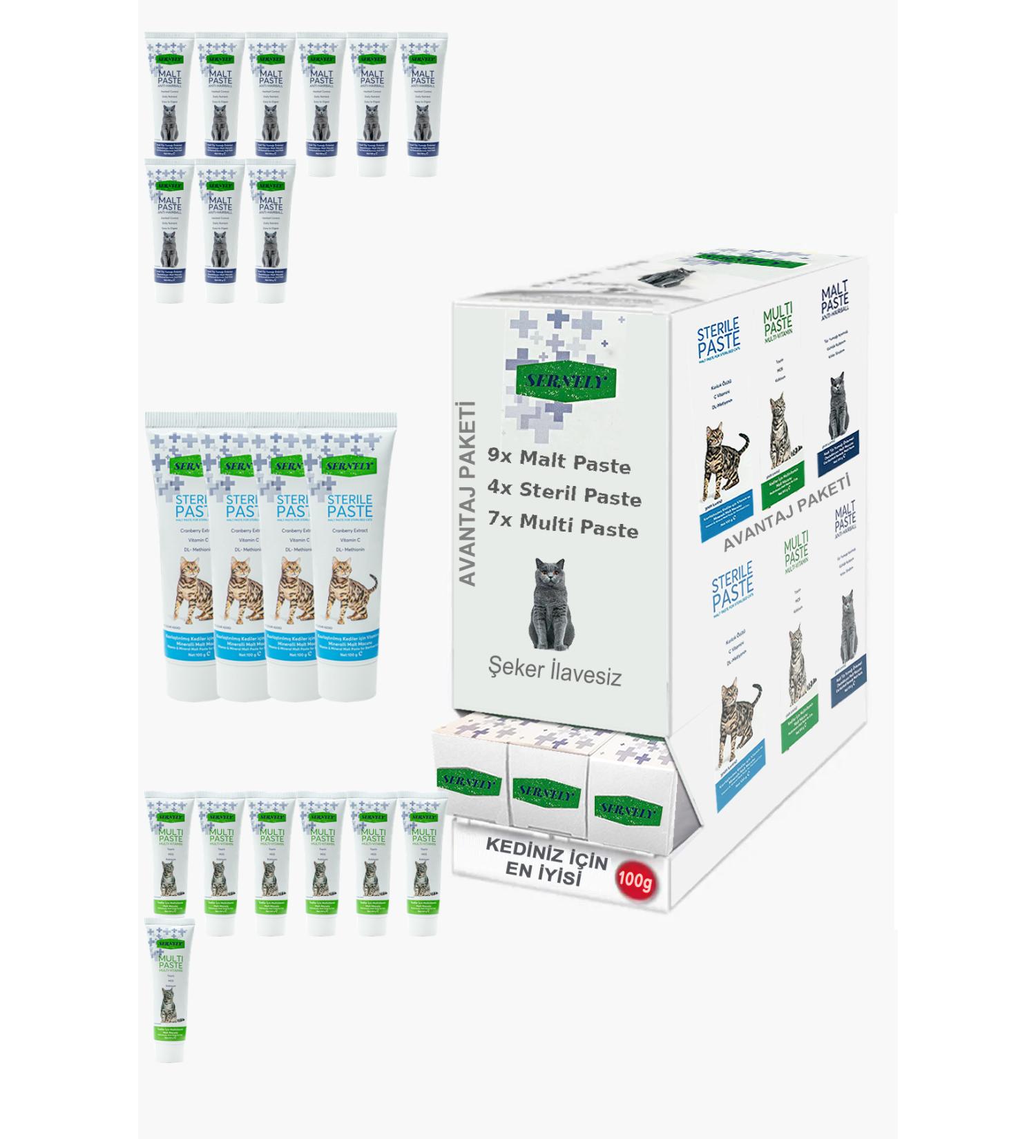 Sernely Cat Malt Advantageous Package (Malt Paste 9x100gr Multi Paste 7x100gr Sterile Paste 4x100gr)-1088