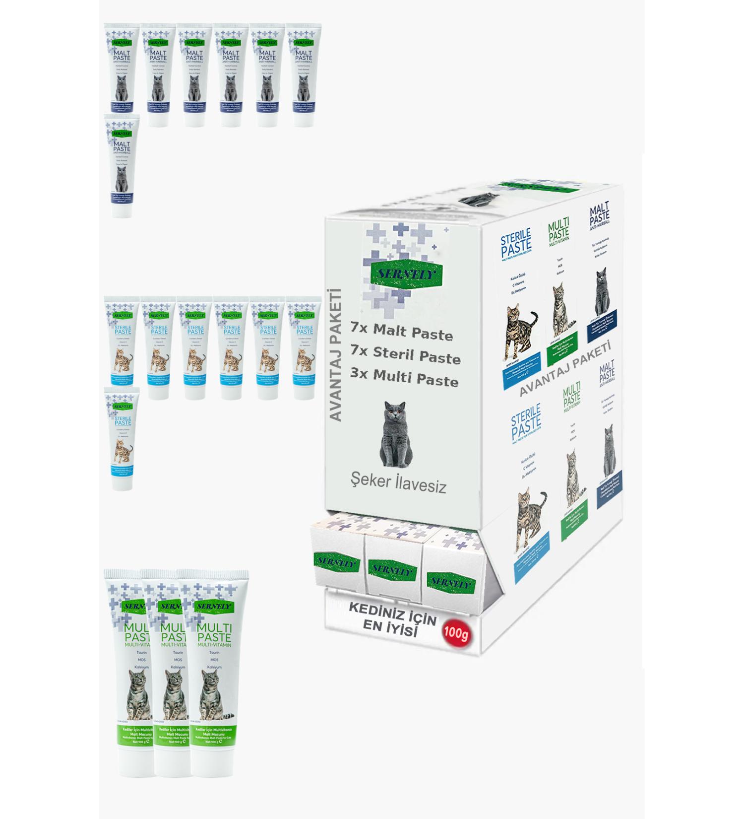 Sernely Cat Malt Advantageous Package (Sterile Paste 7x100gr Malt Paste 7x100gr Multi Paste 3x100gr)-1442