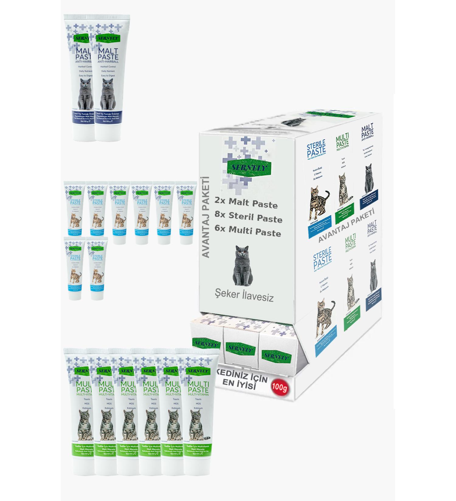 Sernely Cat Malt Advantageous Package (Sterile Paste 8x100gr Multi Paste 6x100gr Malt Paste 2x100gr)-1312