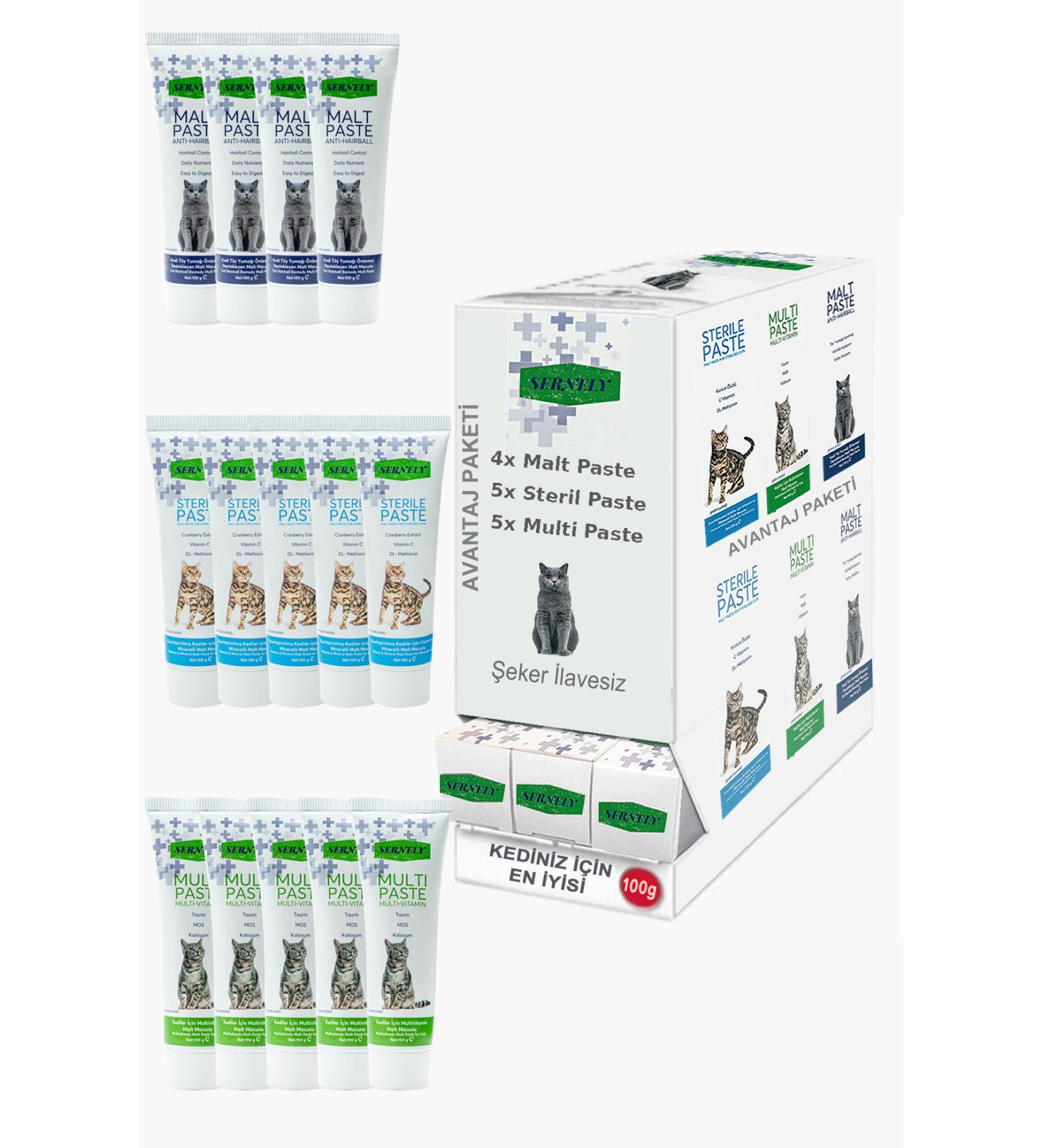Sernely Cat Vitamin Advantage Package (Sterile Paste 5x100gr Multi Paste 5x100gr Malt Paste 4x100gr)-1607