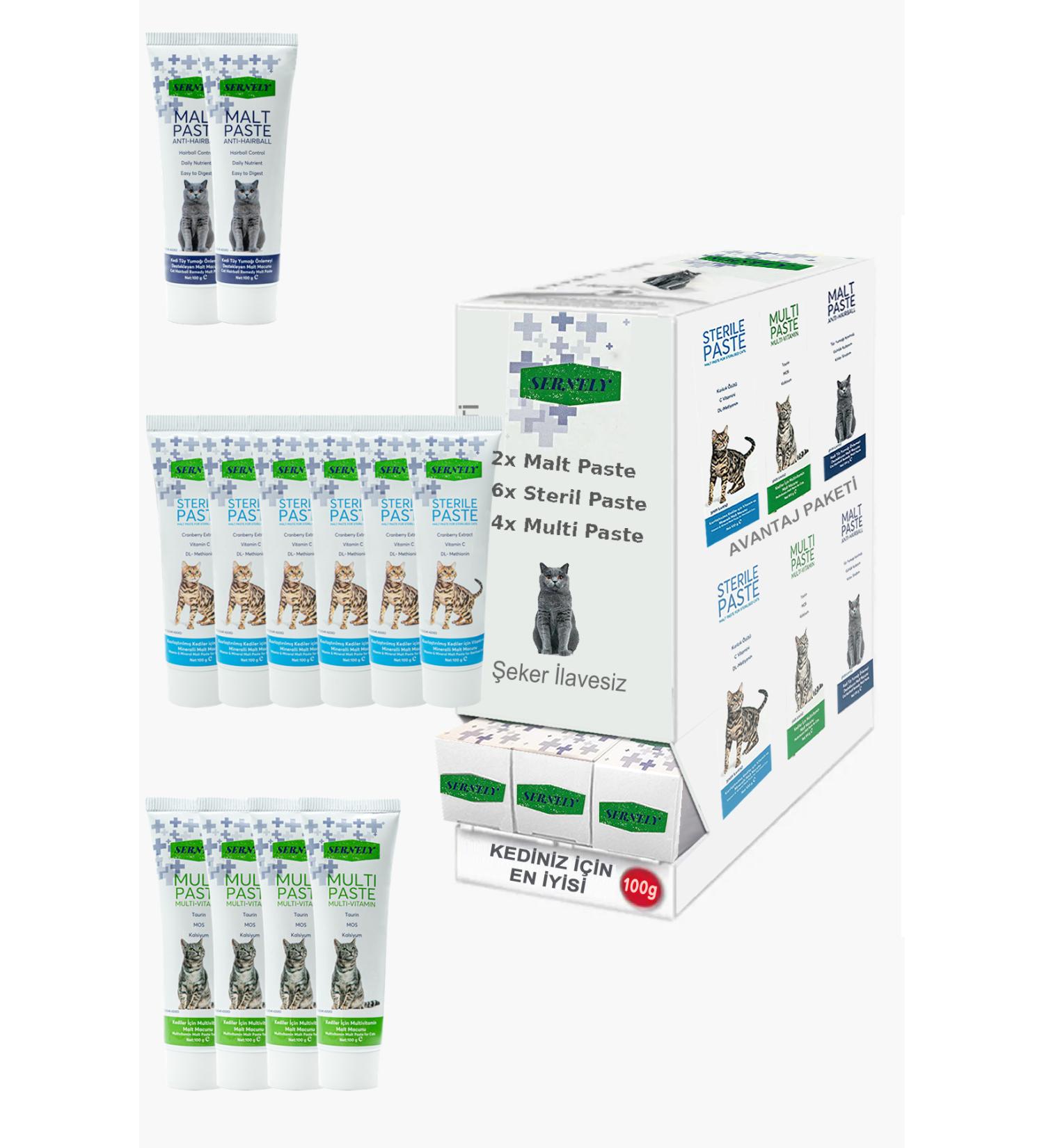 Sernely Cat Vitamin Advantage Package (Sterile Paste 6x100gr Multi Paste 4x100gr Malt Paste 2x100gr)-1552