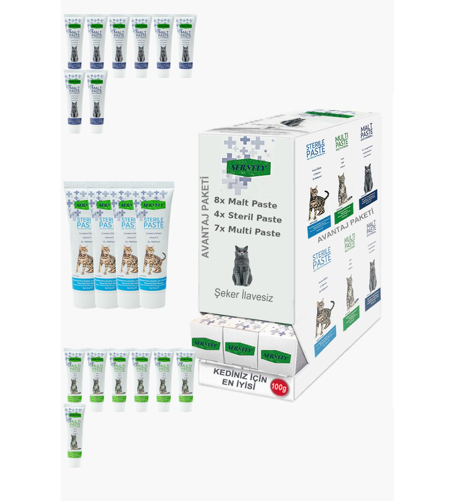 Sernely Cat Malt Advantageous Package (Malt Paste 8x100gr Multi Paste 7x100gr Sterile Paste 4x100gr)-1276