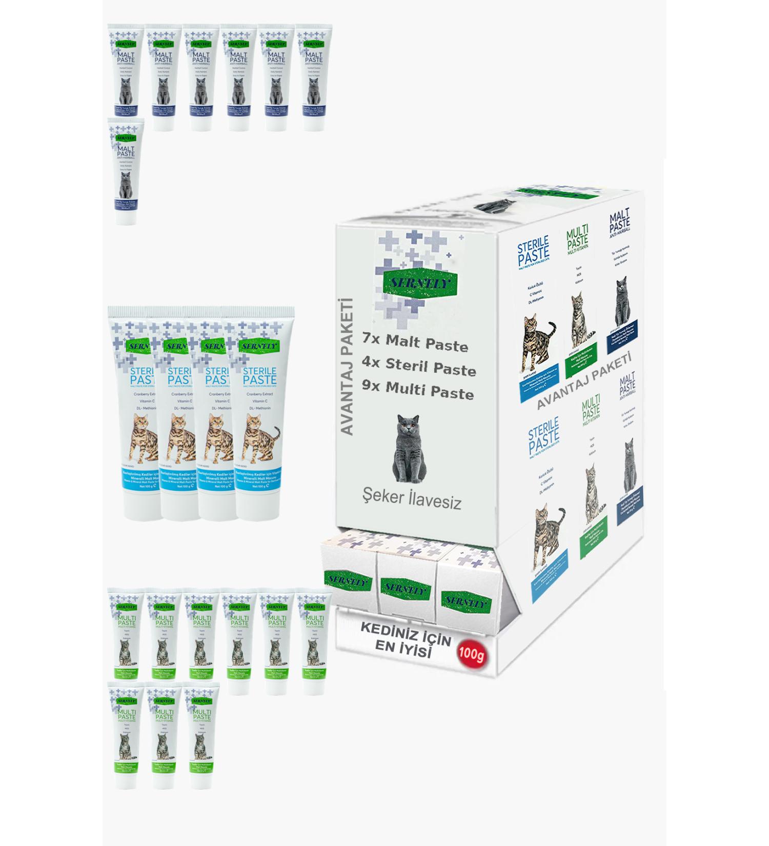 Sernely Cat Malt Advantageous Package (Multi Paste 9x100gr Malt Paste 7x100gr Sterile Paste 4x100gr)-1077