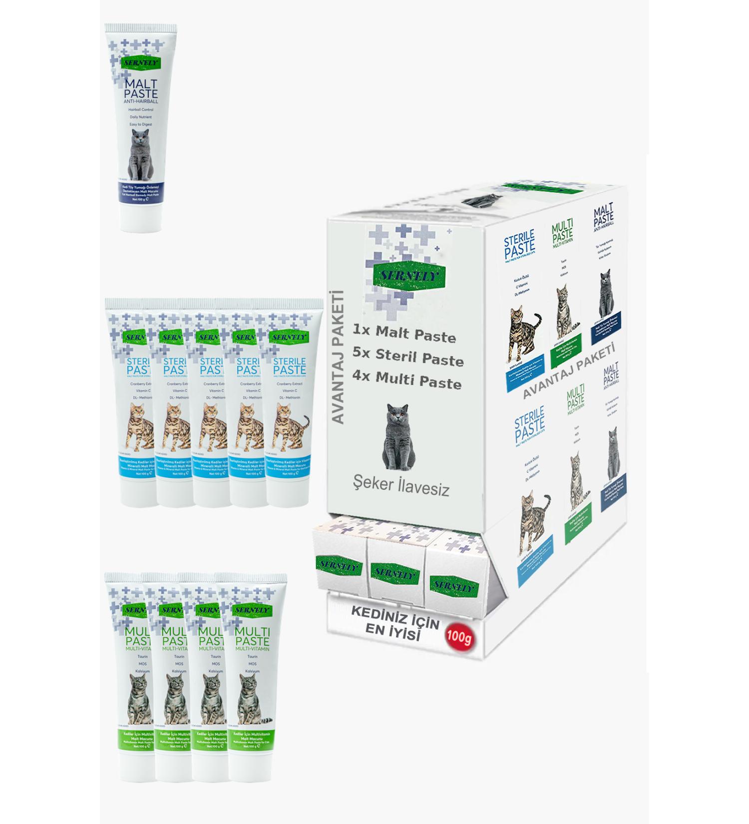 Sernely Cat Vitamin Advantage Package (Sterile Paste 5x100gr Multi Paste 4x100gr Malt Paste 1x100gr)-1644