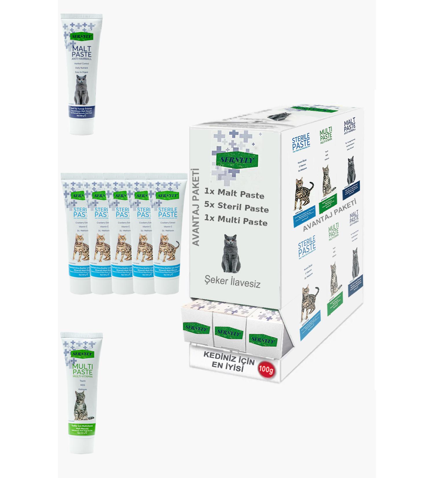 Sernely Cat Vitamin Advantage Package (Sterile Paste 5x100gr Multi Paste 1x100gr Malt Paste 1x100gr)-1641