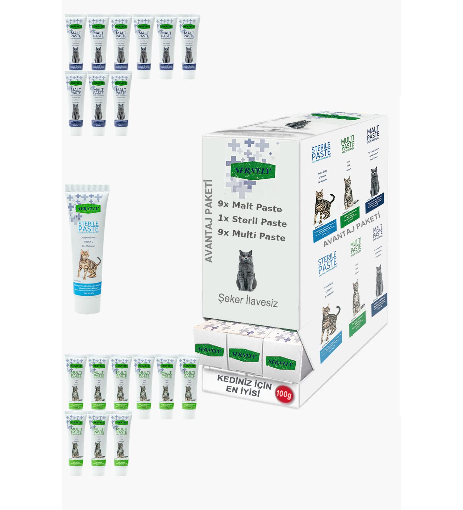 Sernely Cat Malt Advantageous Package (Multi Paste 9x100gr Malt Paste 9x100gr Sterile Paste 1x100gr)-1216
