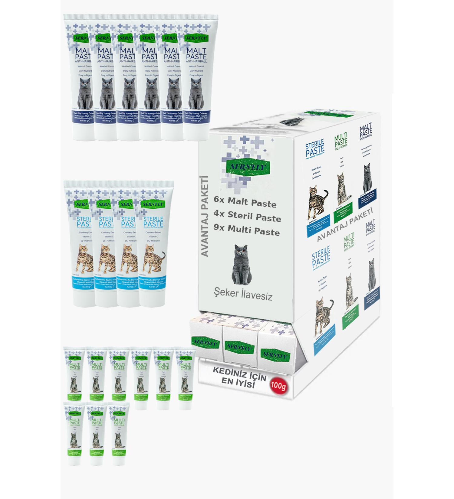 Sernely Cat Malt Advantageous Package (Multi Paste 9x100gr Malt Paste 6x100gr Sterile Paste 4x100gr)-1075