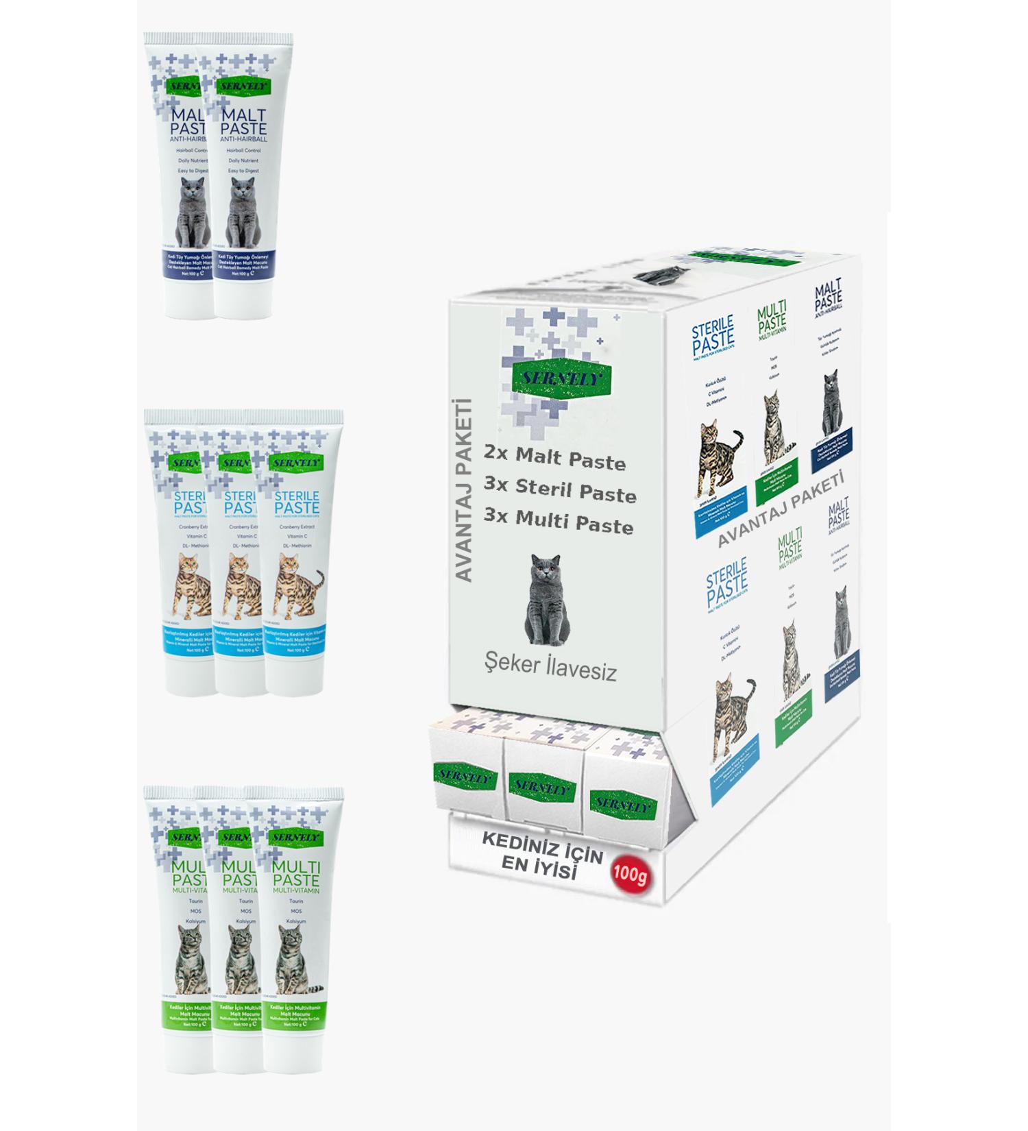 Sernely Cat Vitamin Advantage Package (Sterile Paste 3x100gr Multi Paste 3x100gr Malt Paste 2x100gr)-1705