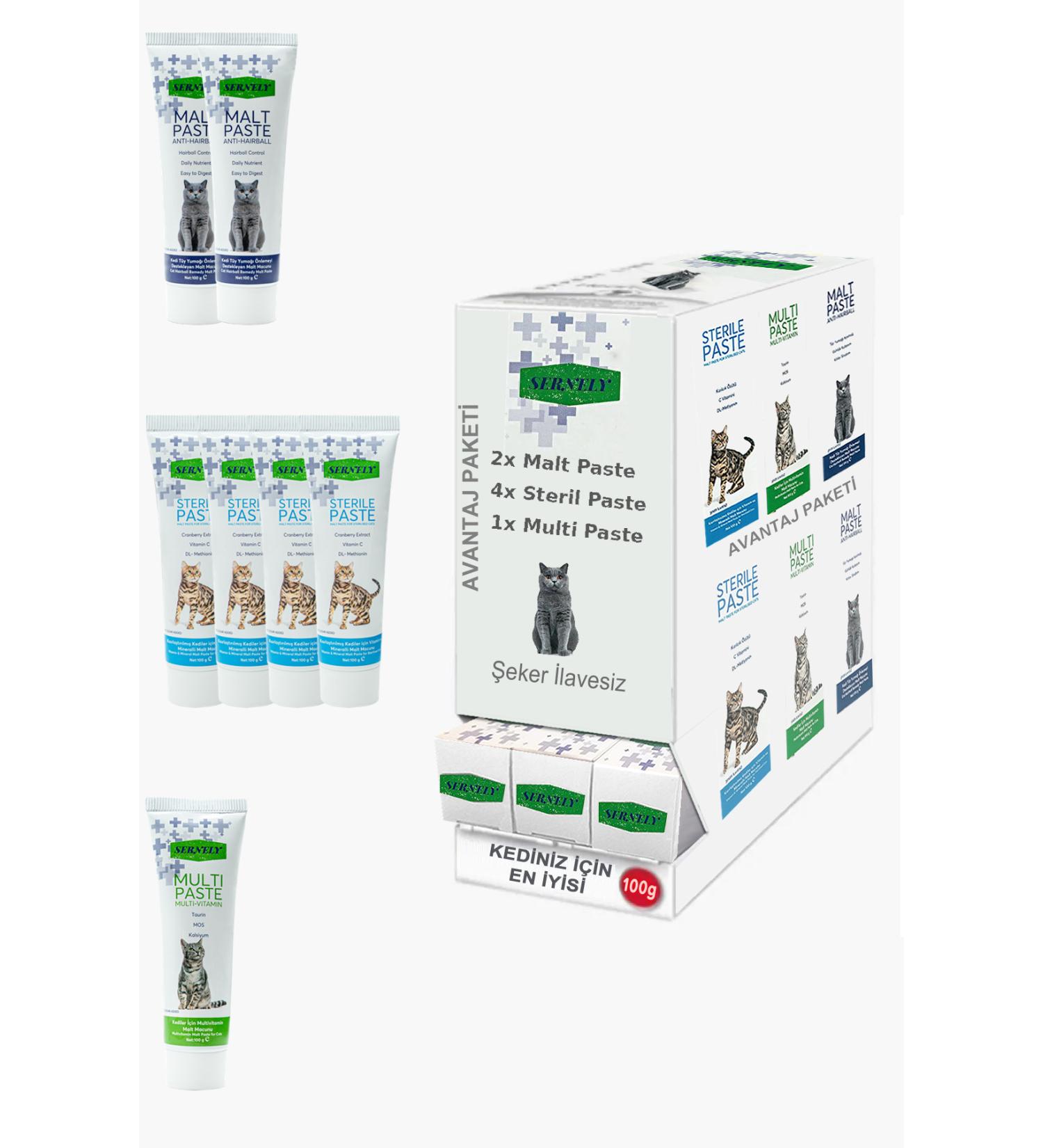 Sernely Cat Vitamin Advantage Package (Sterile Paste 4x100gr Malt Paste 2x100gr Multi Paste 1x100gr)-1691