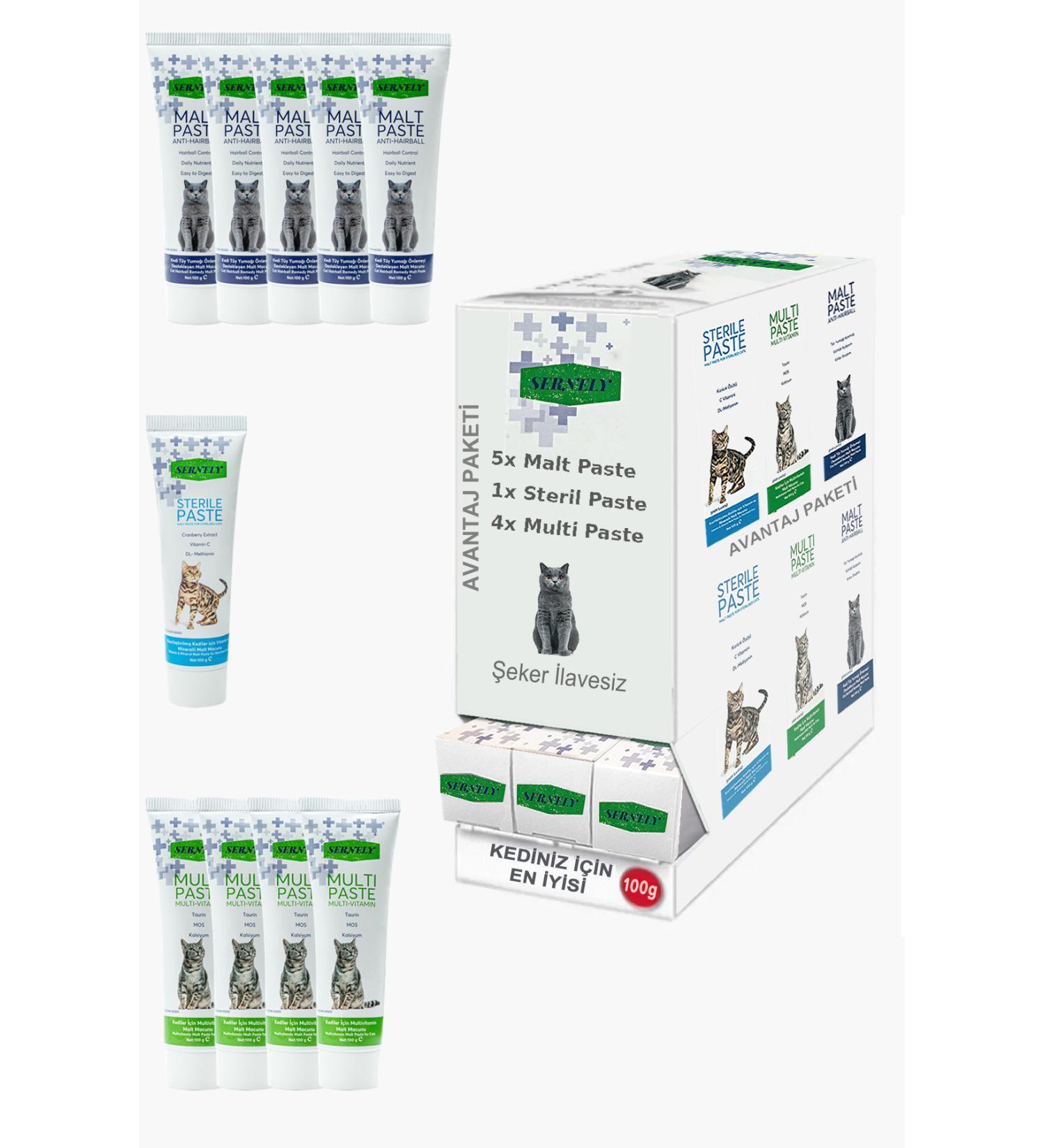 Sernely Cat Vitamin Advantage Package (Malt Paste 5x100gr Multi Paste 4x100gr Sterile Paste 1x100gr)-1663
