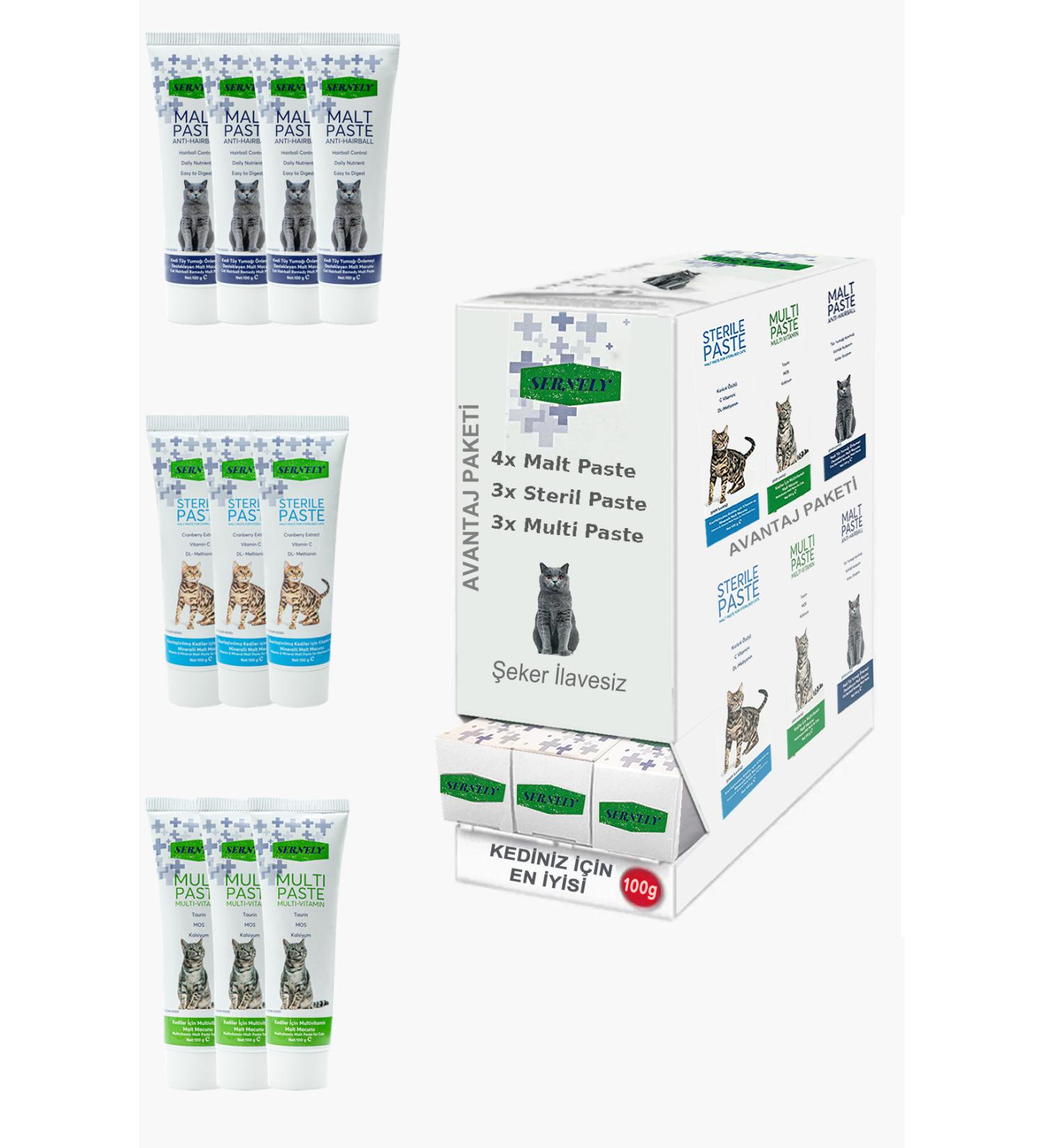 Sernely Cat Vitamin Advantage Package (Malt Paste 4x100gr Sterile Paste 3x100gr Multi Paste 3x100gr)-1669