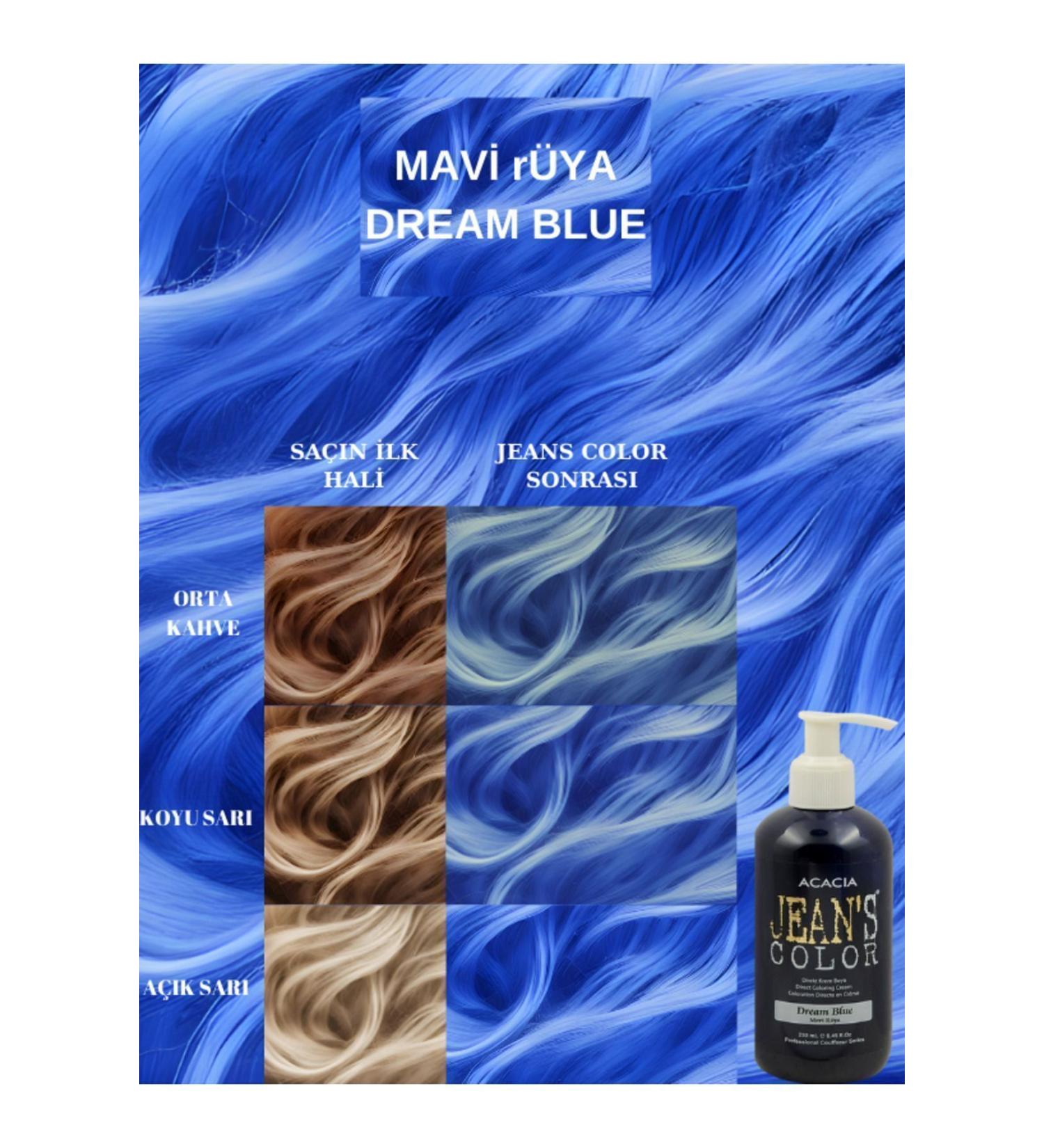 Acacia Jean's Color Ammonia-Free Colored Hair Dye Blue Dream 250 ml. Dream Blue Hair Dye 8680114782850 - Buy Online on GoSupps.com