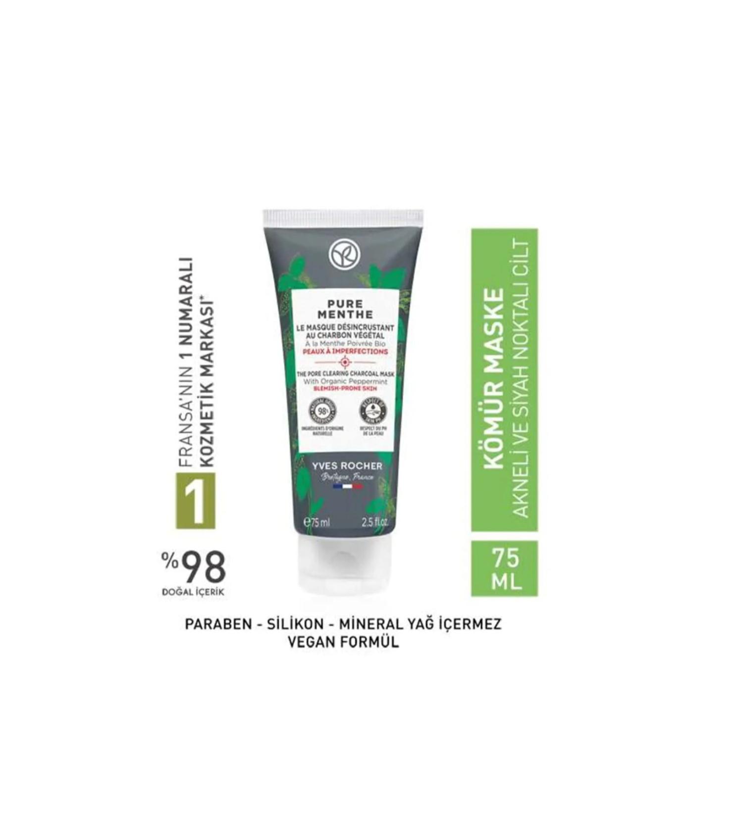 Yves Rocher Charcoal Mask Anti-Combination Oily and Acne Prone Skin 75 ml - Buy Online on GoSupps.com