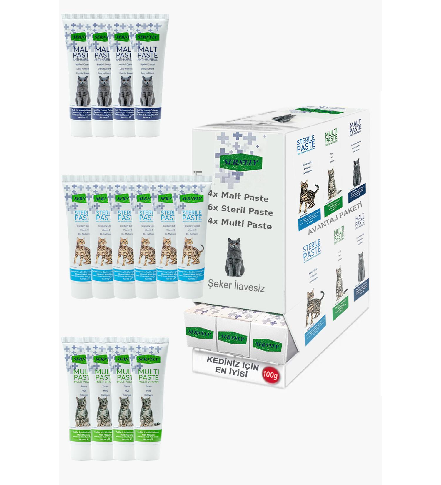 Sernely Cat Vitamin Advantage Package (Sterile Paste 6x100gr Multi Paste 4x100gr Malt Paste 4x100gr)-1520