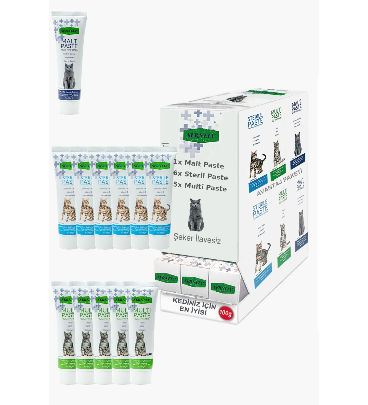 Sernely Cat Vitamin Advantage Package (Sterile Paste 6x100gr Multi Paste 5x100gr Malt Paste 1x100gr)-1578