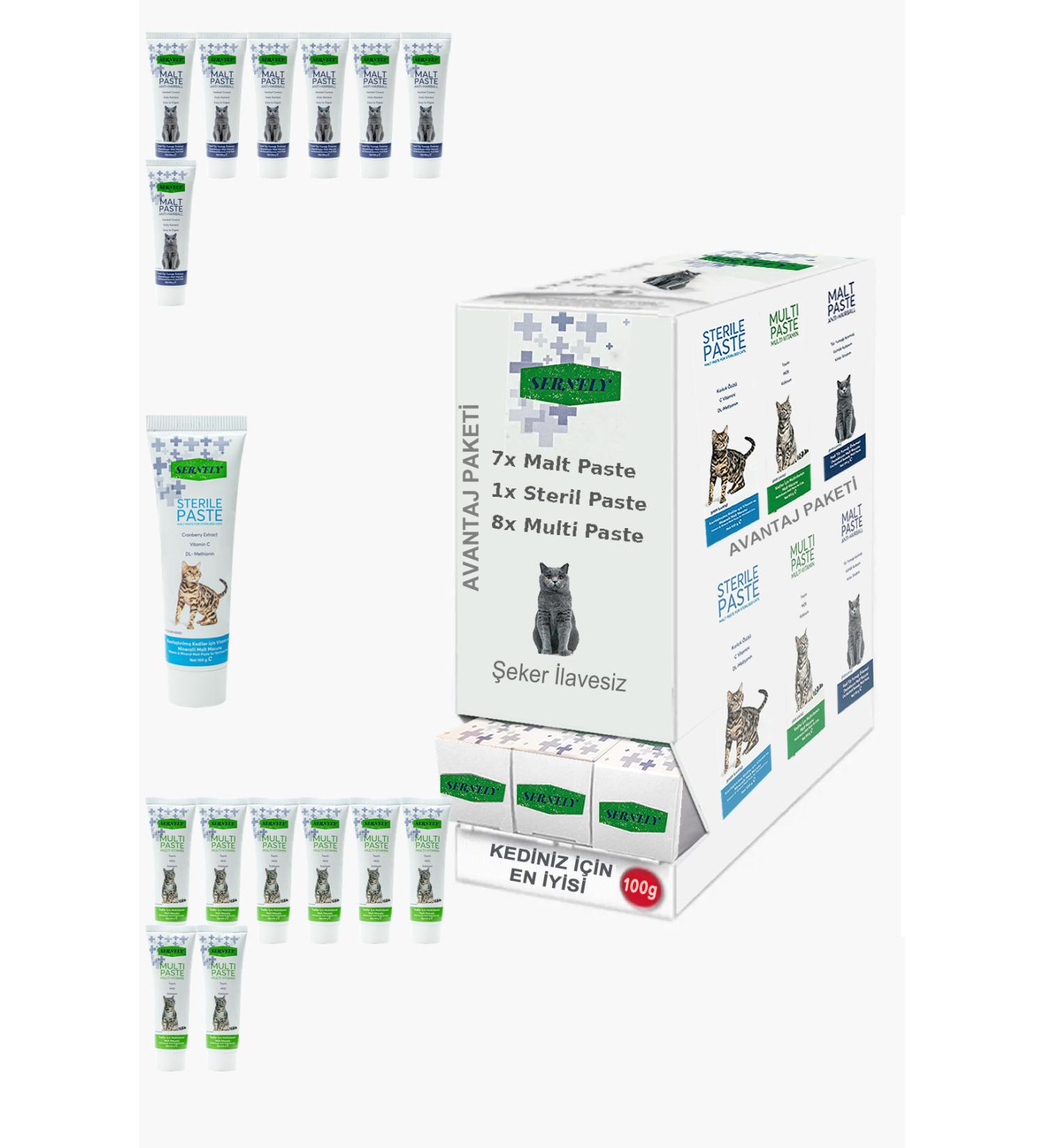 Sernely Cat Malt Advantageous Package (Multi Paste 8x100gr Malt Paste 7x100gr Sterile Paste 1x100gr)-1370