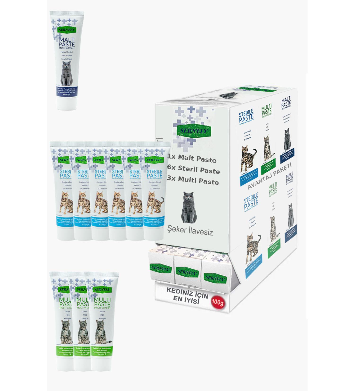Sernely Cat Vitamin Advantage Package (Sterile Paste 6x100gr Multi Paste 3x100gr Malt Paste 1x100gr)-1576
