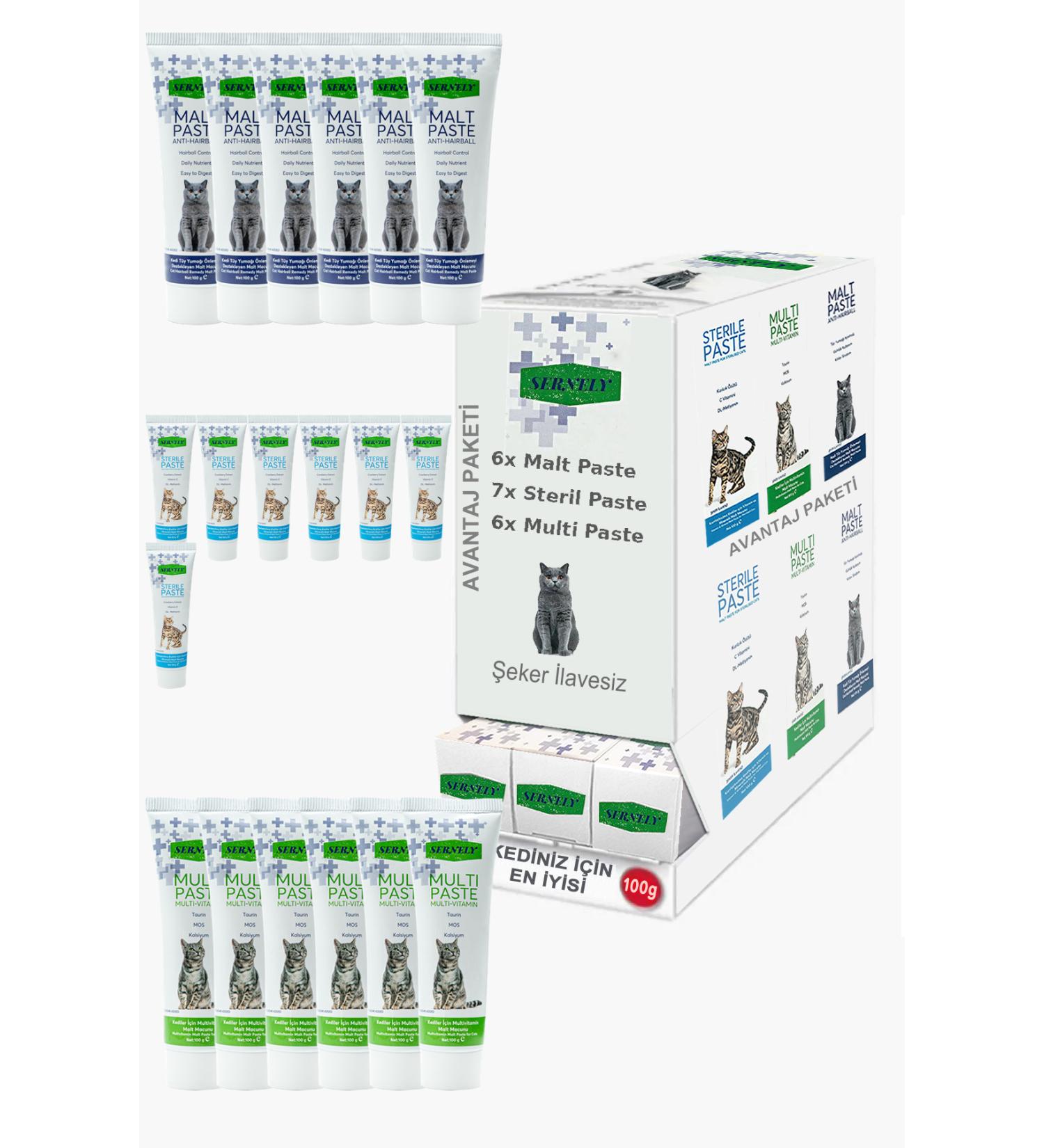 Sernely Cat Malt Advantageous Package (Sterile Paste 7x100gr Multi Paste 6x100gr Malt Paste 6x100gr)-1387