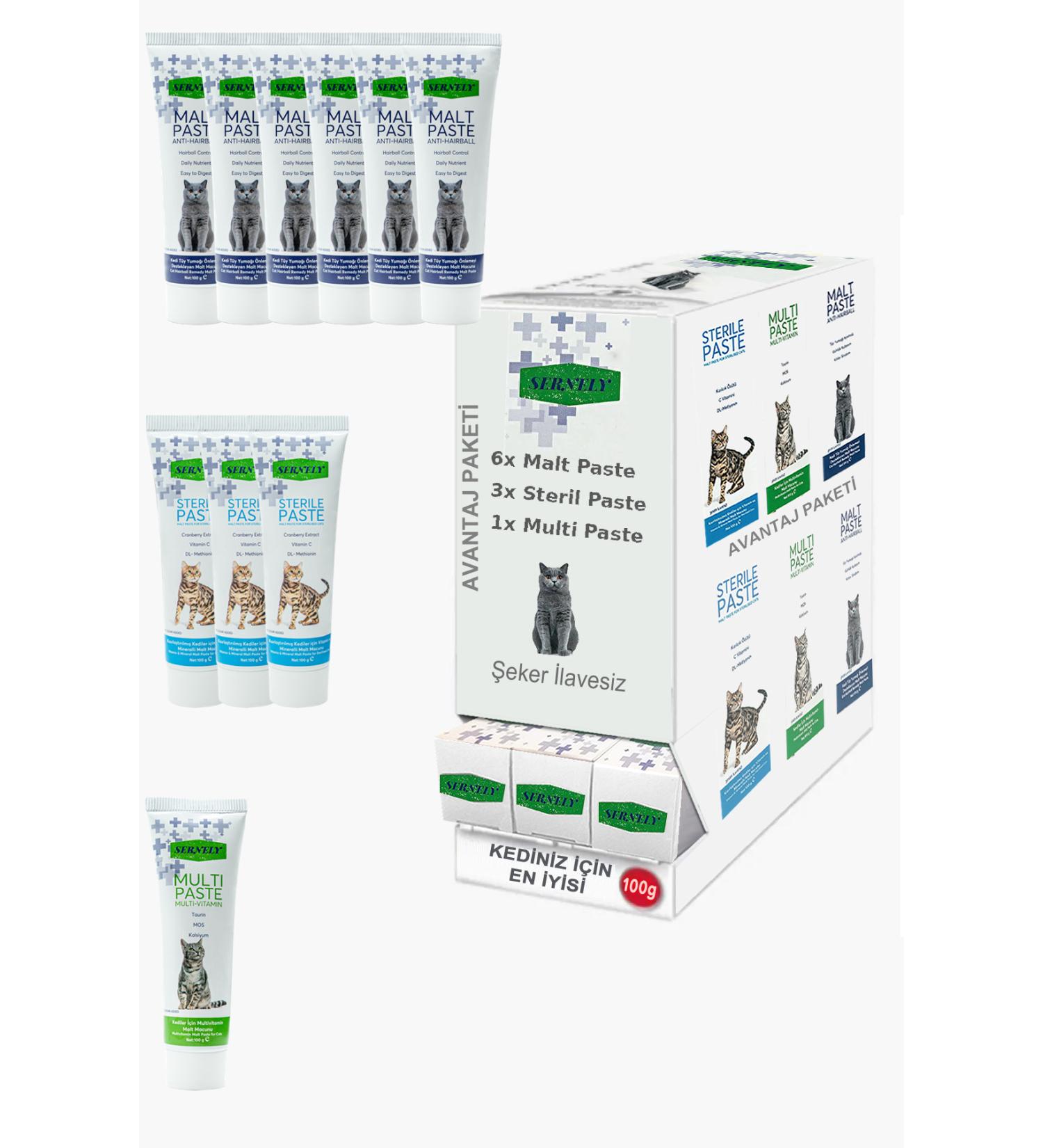 Sernely Cat Vitamin Advantage Package (Malt Paste 6x100gr Sterile Paste 3x100gr Multi Paste 1x100gr)-1595