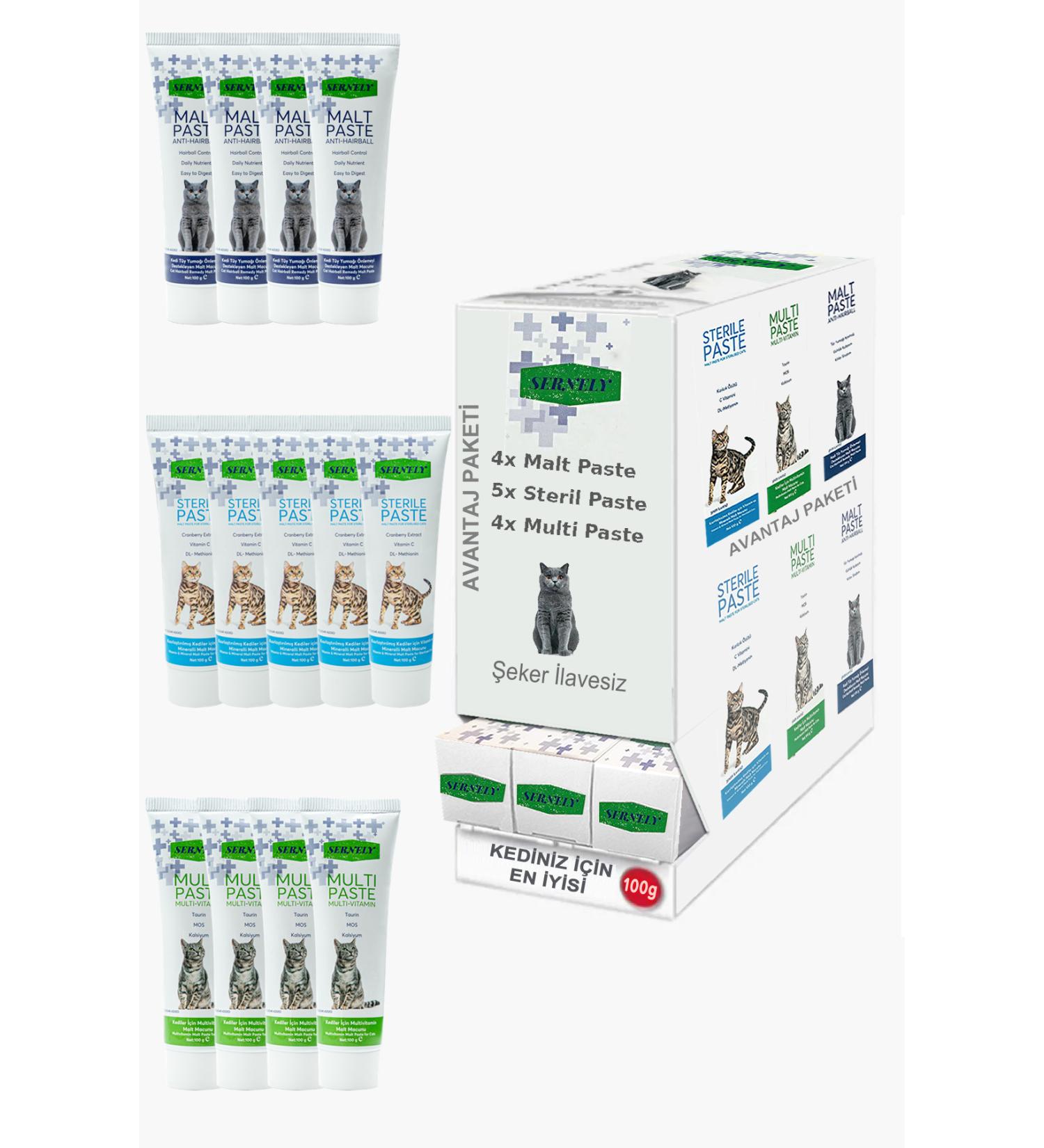 Sernely Cat Vitamin Advantage Package (Sterile Paste 5x100gr Multi Paste 4x100gr Malt Paste 4x100gr)-1605