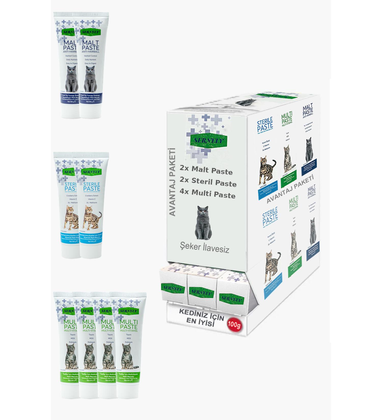 Sernely Cat Vitamin Advantage Package (Multi Paste 4x100gr Sterile Paste 2x100gr Malt Paste 2x100gr)-1674