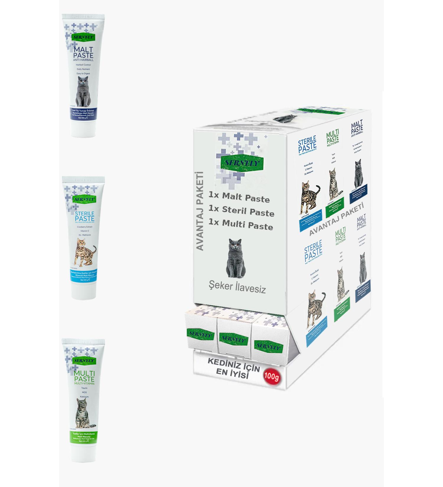 Sernely Cat Vitamin Advantage Package (Sterile Paste 1x100gr Multi Paste 1x100gr Malt Paste 1x100gr)-1728