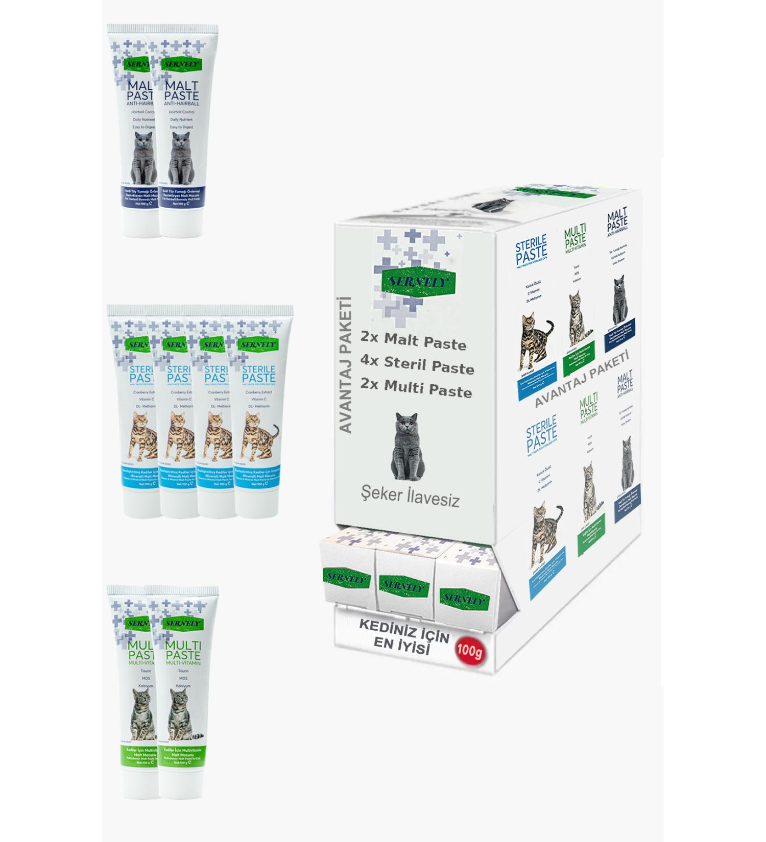 Sernely Cat Vitamin Advantage Package (Sterile Paste 4x100gr Multi Paste 2x100gr Malt Paste 2x100gr)-1672