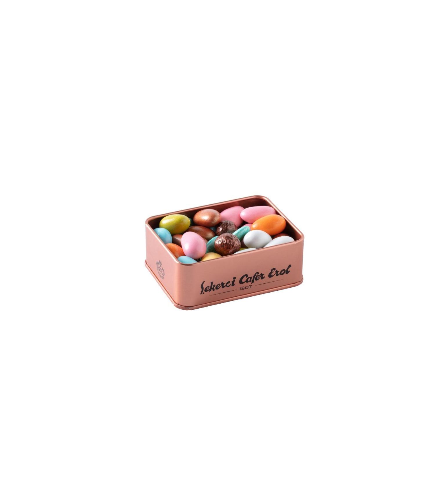 ekerci Cafer Erol Bronze Tin Box Mixed Almond Dragee 150 grams