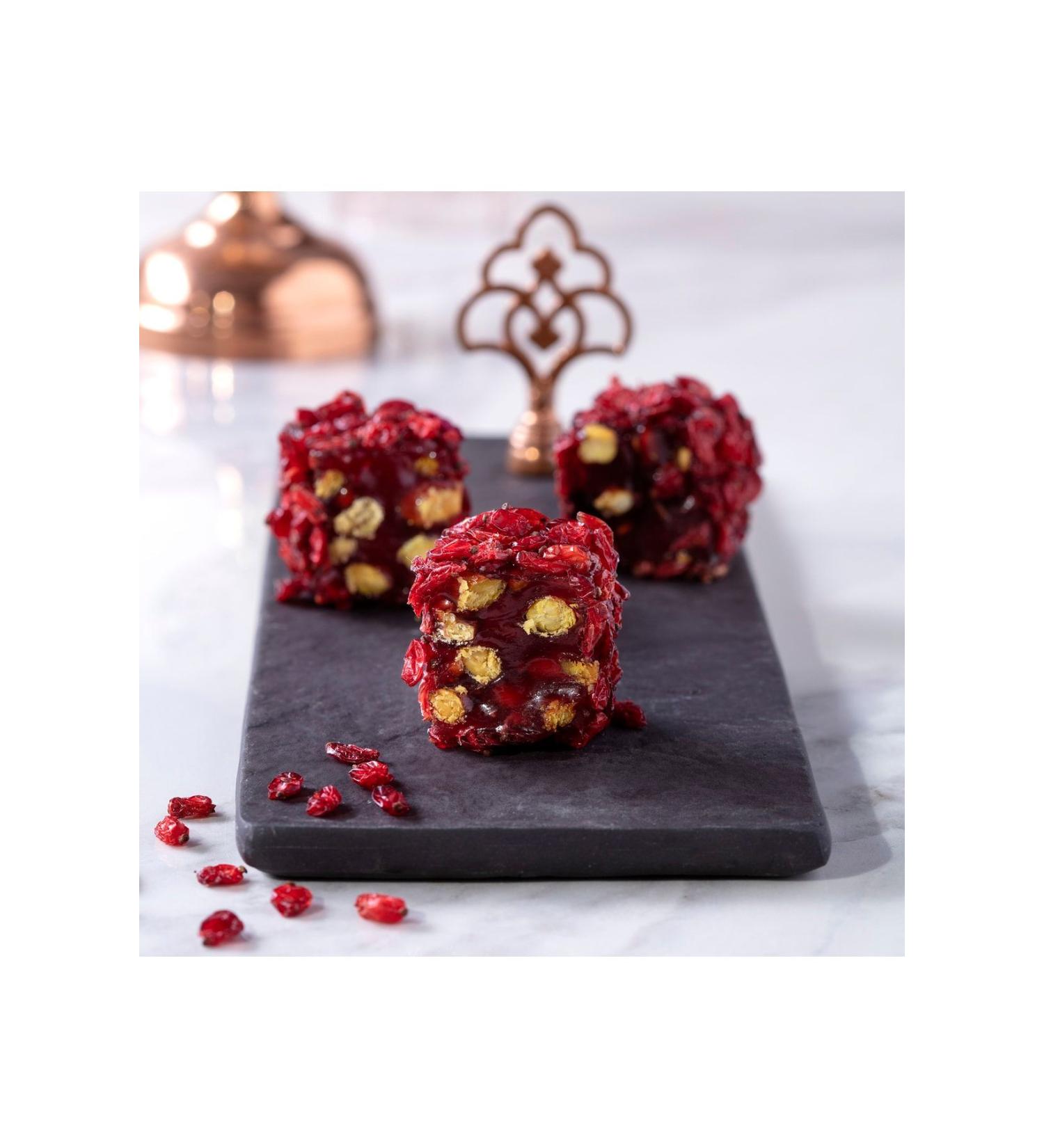 ekerci Cafer Erol Zere k Grape Coated Pomegranate Flavored Pistachio Wick Turkish Delight (500 Grams)