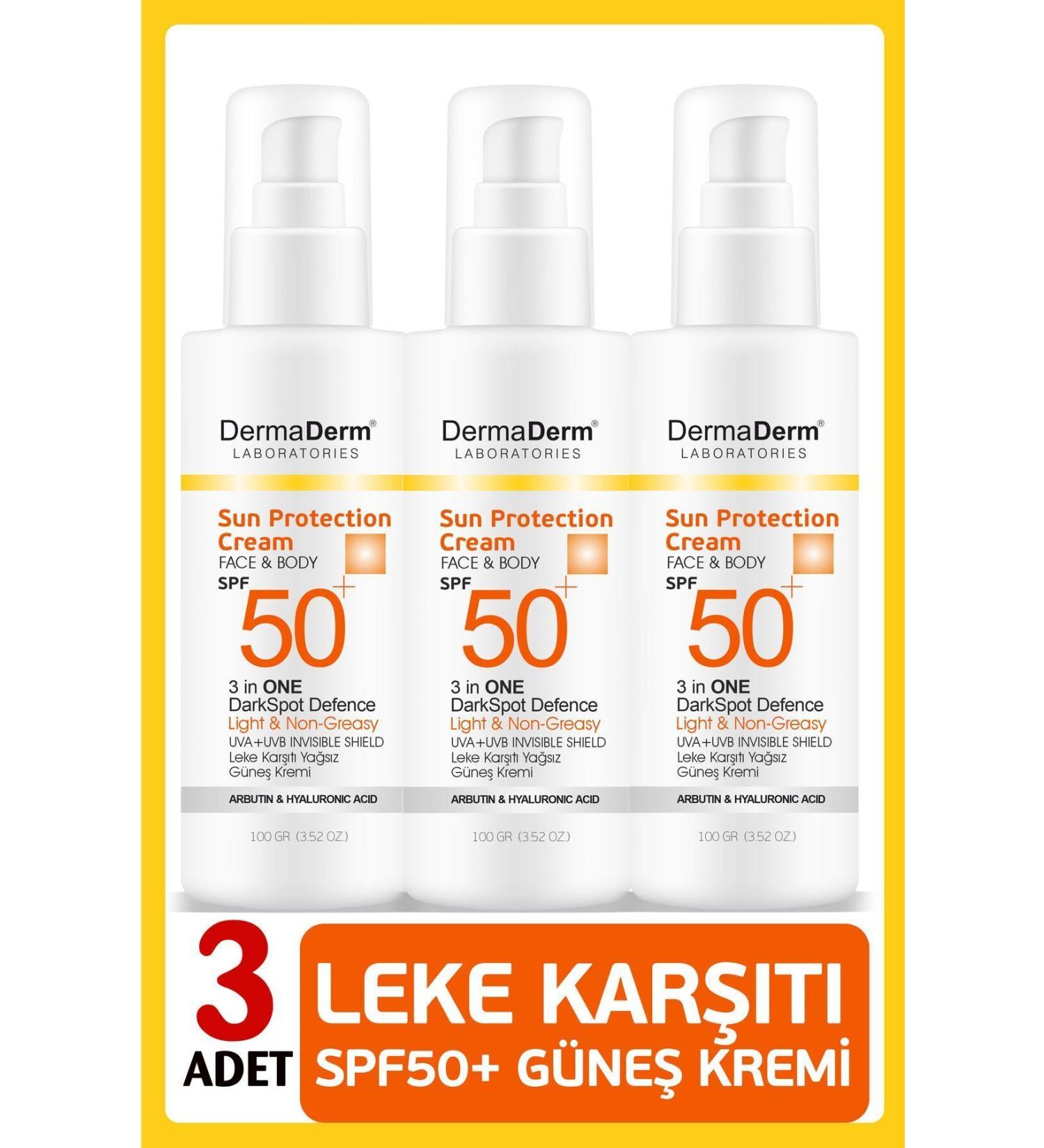 DermaDerm SPF50+ Sun Cream Anti-Spot 100Ml. 3 PCS