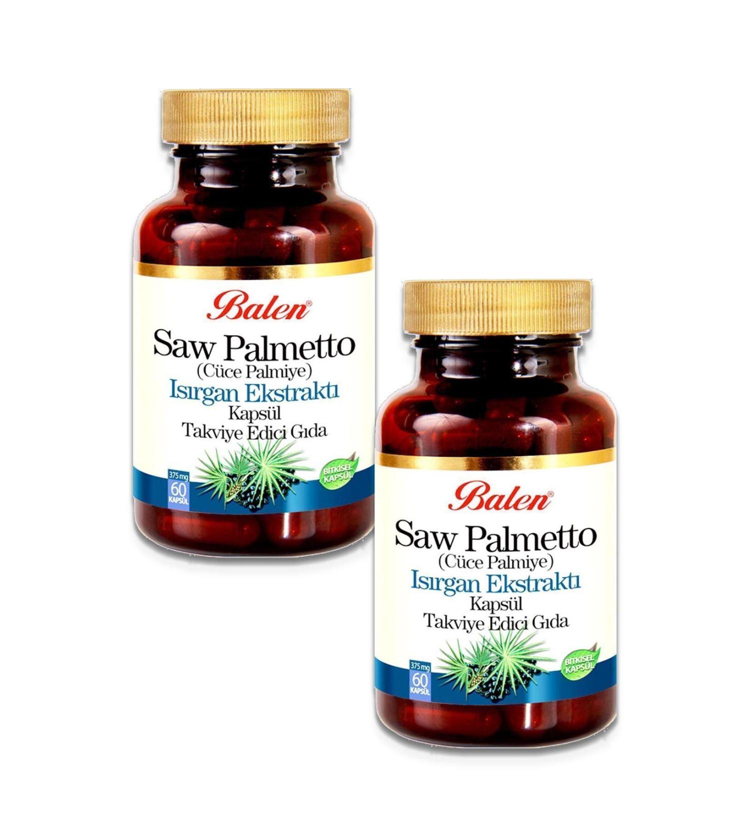 Balen Saw Palmetto Nettle Extract Zinc 375mg 60 Capsules X 2 Pieces