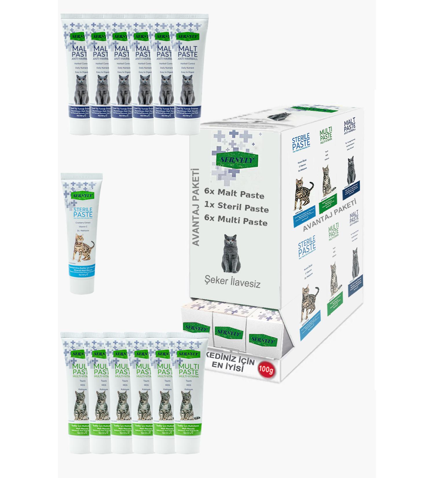 Sernely Cat Vitamin Advantage Package (Multi Paste 6x100gr Malt Paste 6x100gr Sterile Paste 1x100gr)-1603