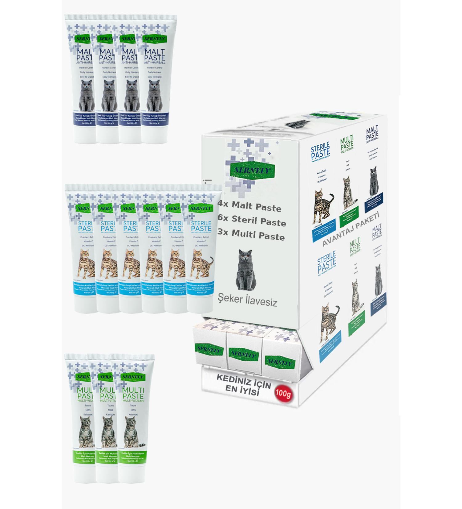 Sernely Cat Vitamin Advantage Package (Sterile Paste 6x100gr Malt Paste 4x100gr Multi Paste 3x100gr)-1539