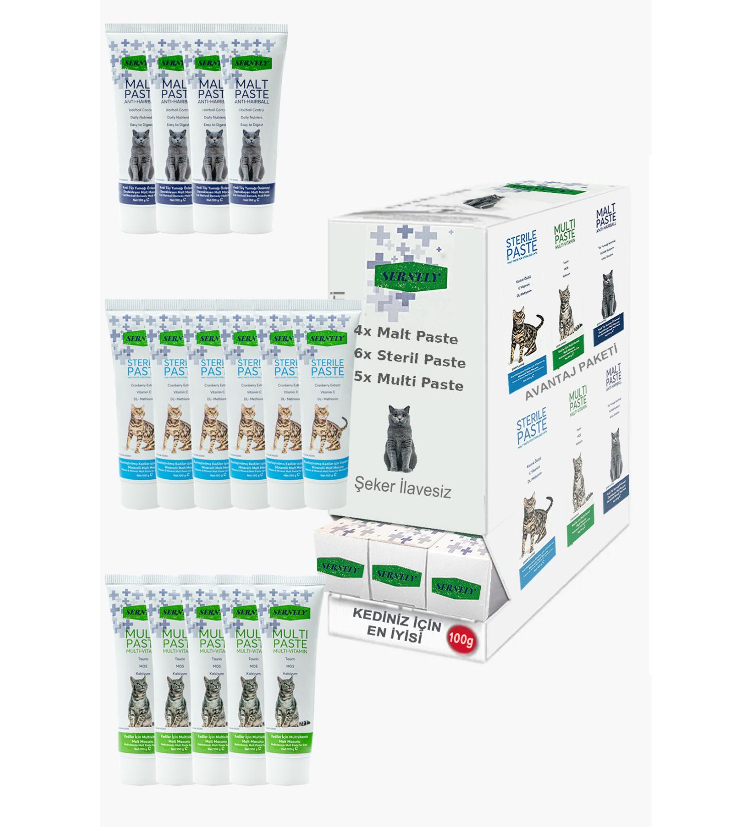 Sernely Cat Vitamin Advantage Package (Sterile Paste 6x100gr Multi Paste 5x100gr Malt Paste 4x100gr)-1521