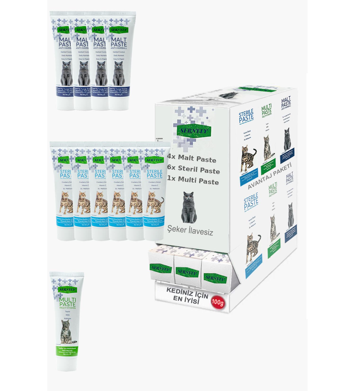 Sernely Cat Vitamin Advantage Package (Sterile Paste 6x100gr Malt Paste 4x100gr Multi Paste 1x100gr)-1589