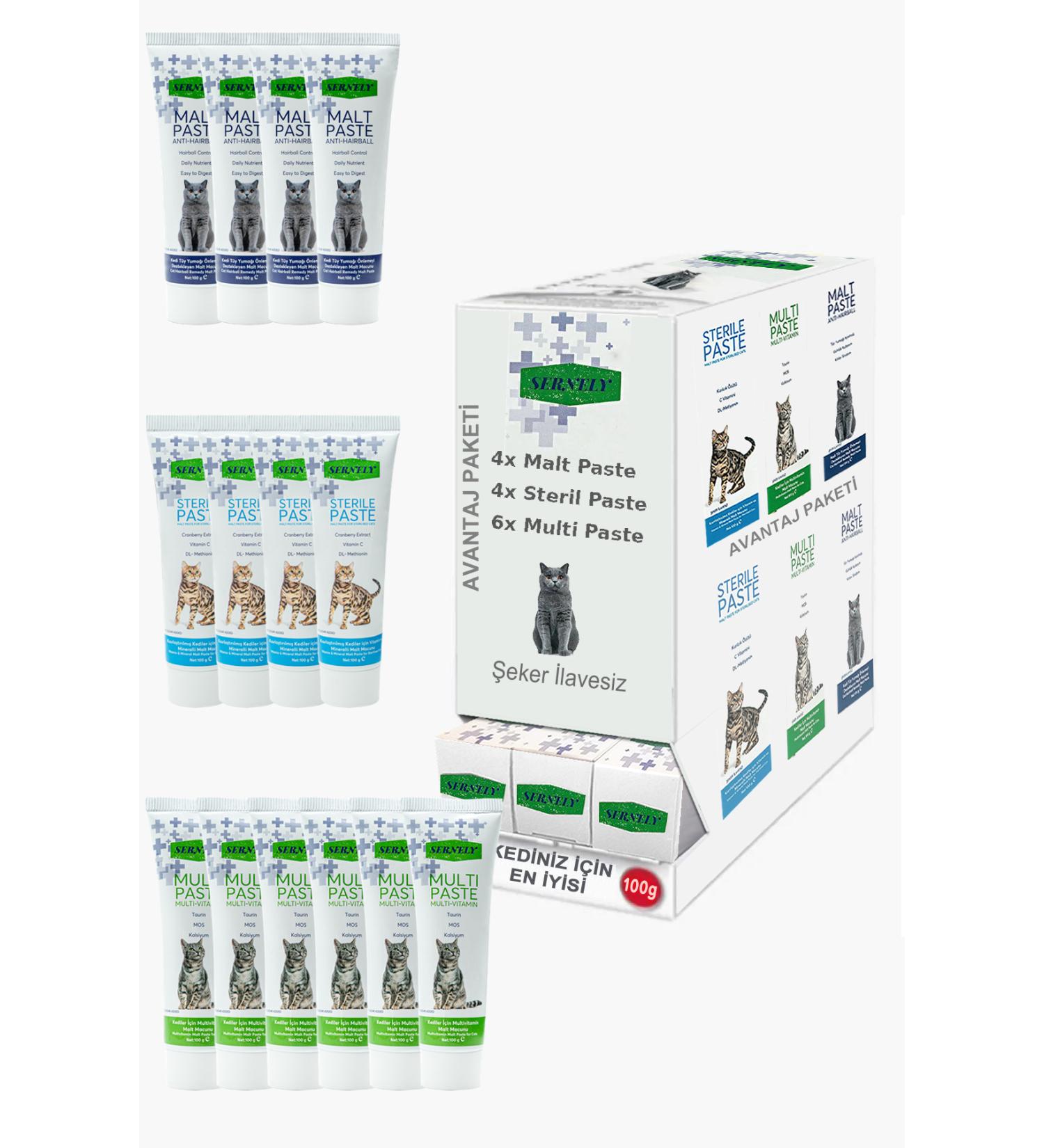 Sernely Cat Vitamin Advantage Package (Multi Paste 6x100gr Sterile Paste 4x100gr Malt Paste 4x100gr)-1522
