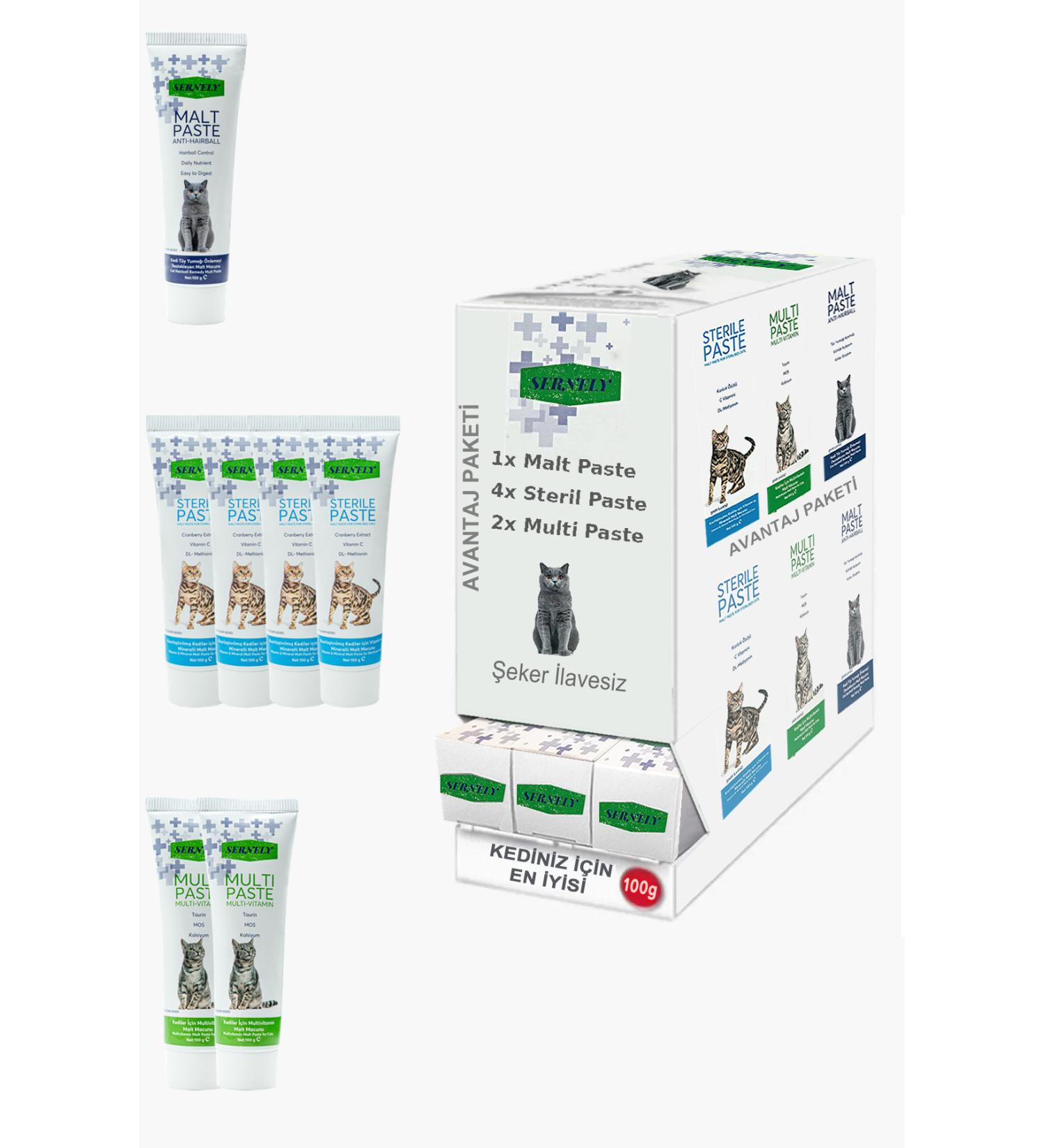 Sernely Cat Vitamin Advantage Package (Sterile Paste 4x100gr Multi Paste 2x100gr Malt Paste 1x100gr)-1685
