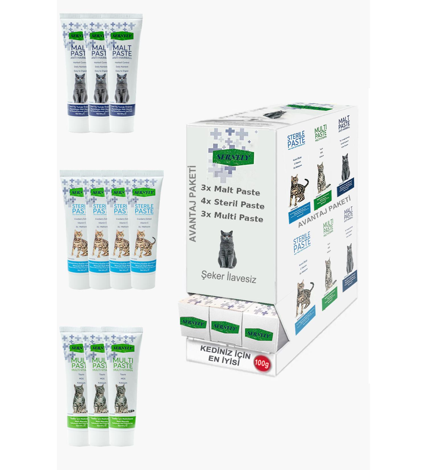 Sernely Cat Vitamin Advantage Package (Sterile Paste 4x100gr Multi Paste 3x100gr Malt Paste 3x100gr)-1666