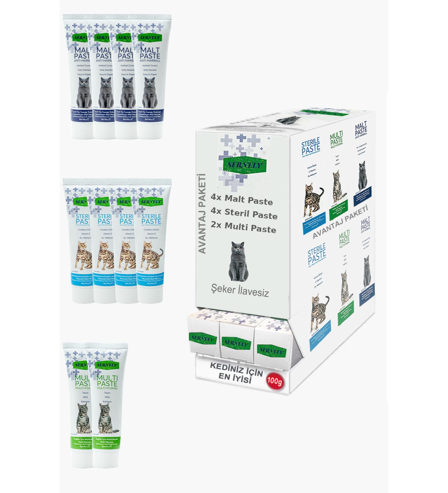 Sernely Cat Vitamin Advantage Package (Sterile Paste 4x100gr Malt Paste 4x100gr Multi Paste 2x100gr)-1681