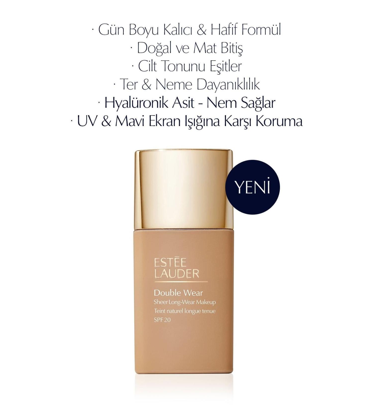 Estee Lauder Double Wear Sheer Luminous and Moisture Effect Light Texture Foundation SPF20 - 30ml Color: 3W1 Tawny - Buy Online on GoSupps.com