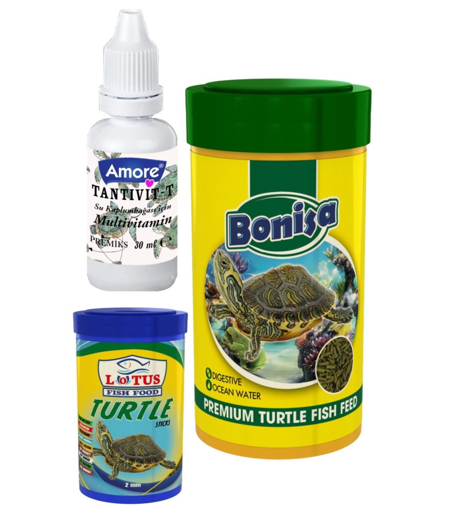Lotus Turtle Sticks 100ml Bonisa 250ml Turtle Food Multivitamin Set