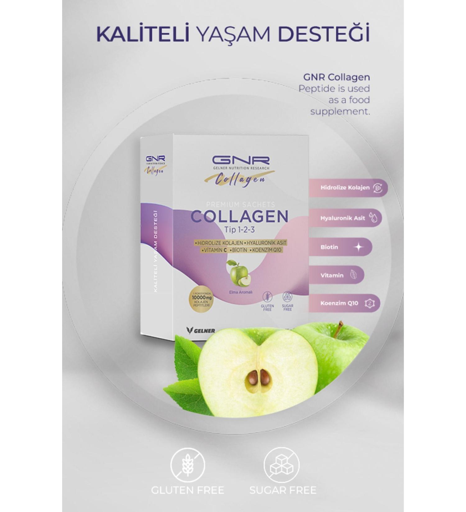 GNR GELNER NUTRITION RESEARCH Gnr Collagen - Premium Sachets Type 1-2-3 Apple Flavored 7 Sachets - Buy Online on GoSupps.com