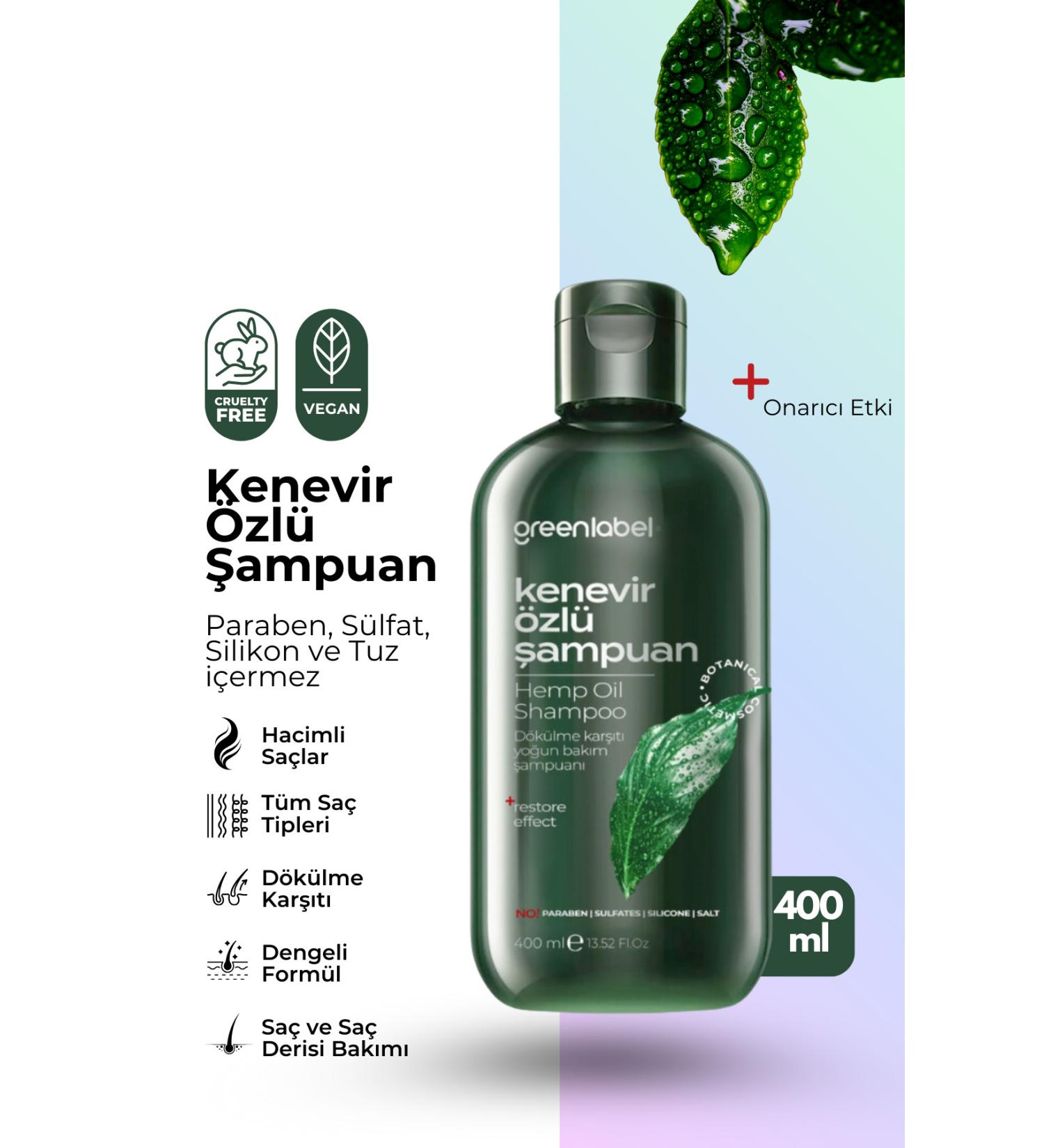 Green Label Greenlabel Hemp Extract Salt-Free Paraben-Free Sulfate-Free Anti-Dandruff Care and Repair Shampoo 400ml. - Buy Online on GoSupps.com