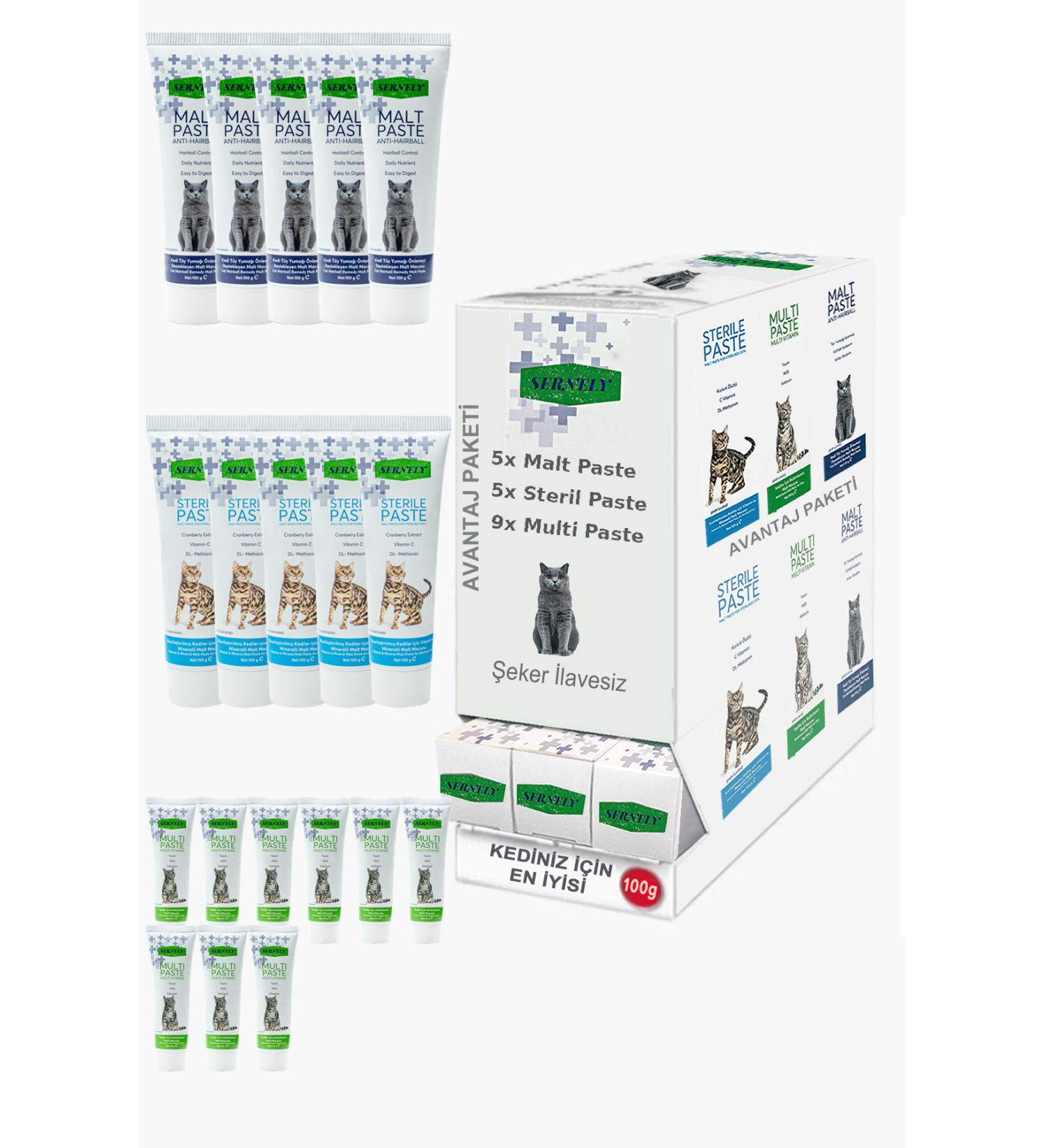 Sernely Cat Malt Advantageous Package (Multi Paste 9x100gr Sterile Paste 5x100gr Malt Paste 5x100gr)-1041